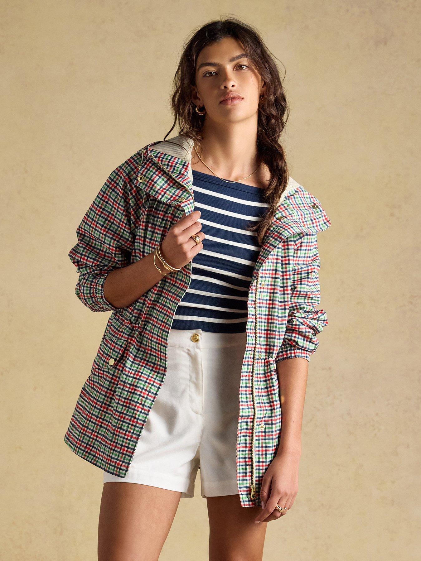 Image 6 of 7 of Joules Women's Hooded Check Showerproof Jacket - Multi