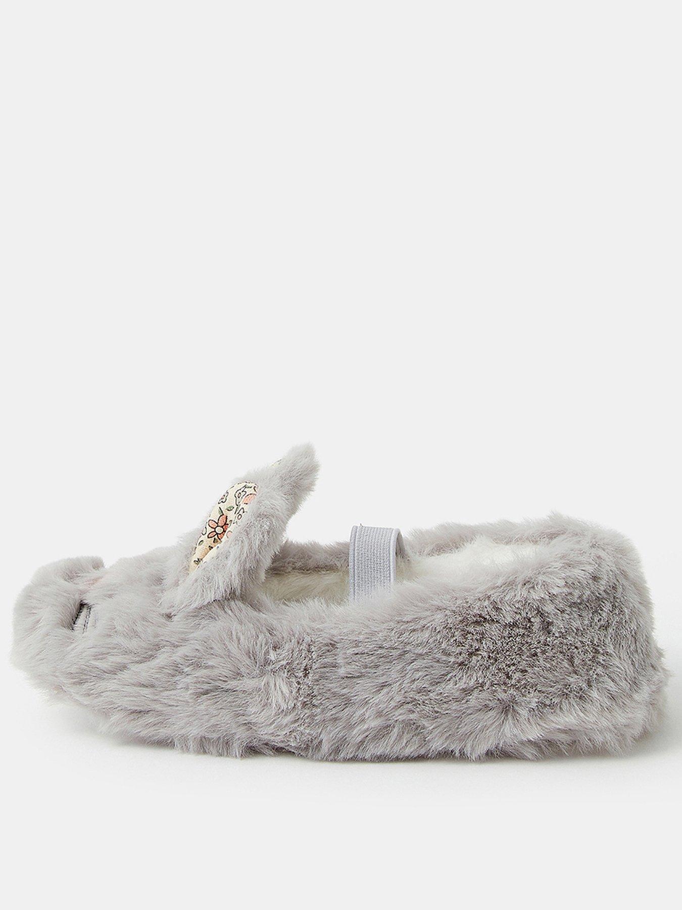 Accessorize Girls Bunny Ballerina Slippers - Grey