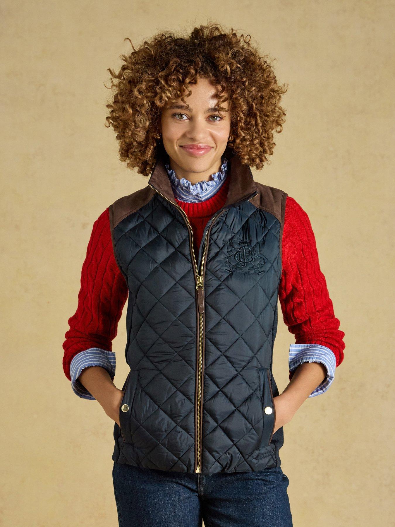 Joules Braemar Luxe Showerproof Diamond Quilted Gilet - Navy Blue