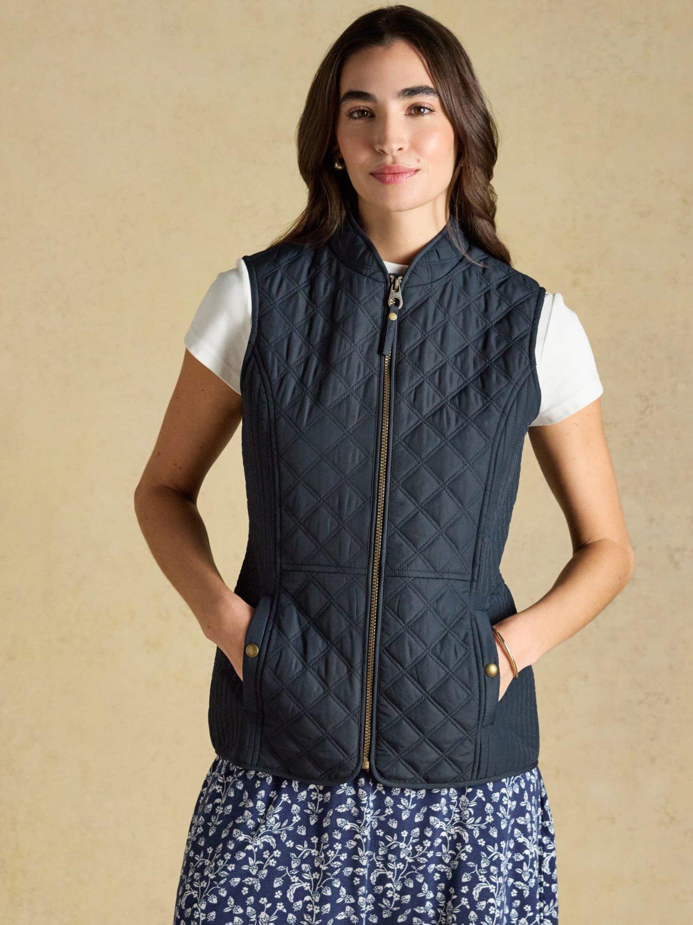 Joules Minx Showerproof Diamond Quilted Gilet - Navy Blue