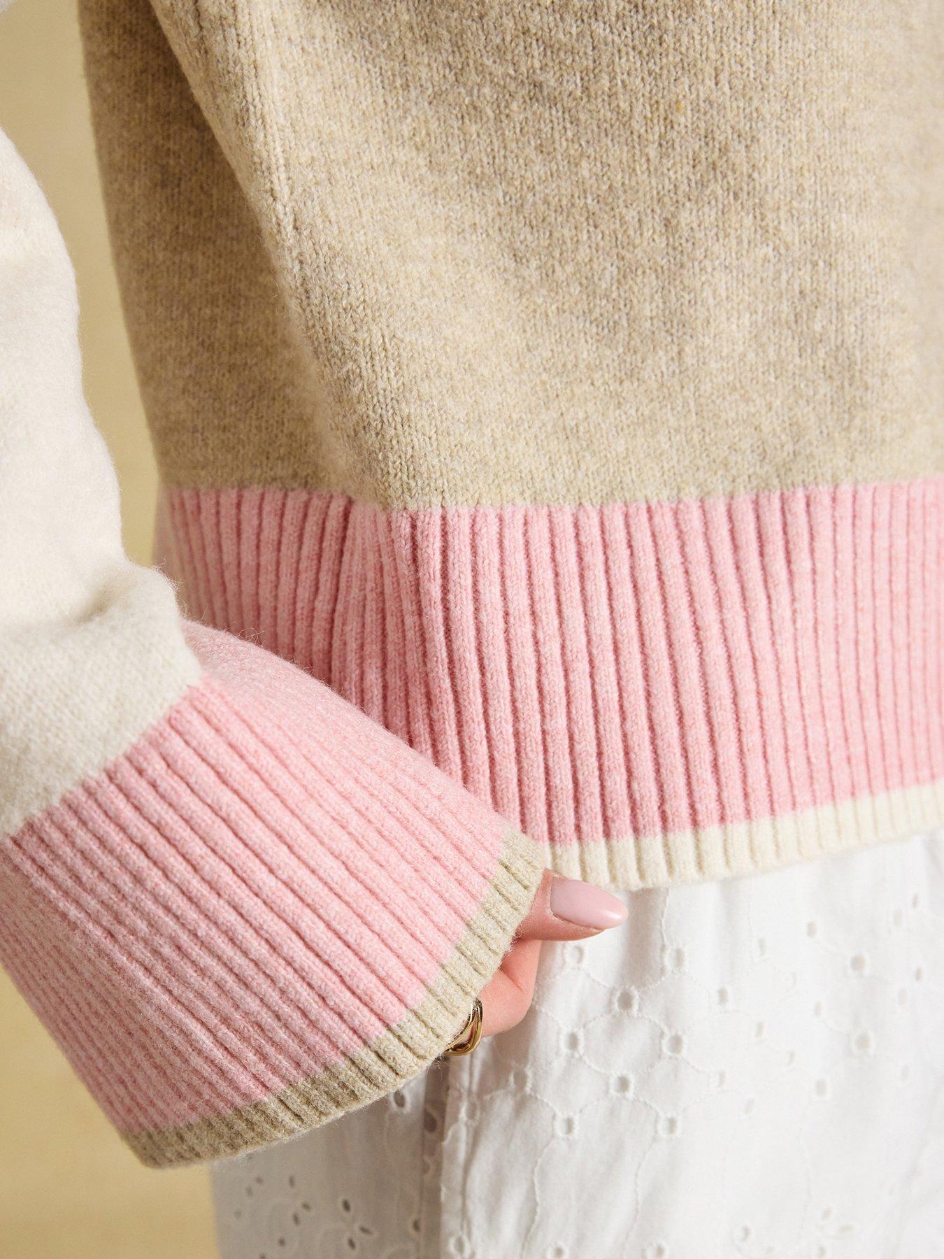 Image 5 of 7 of Joules Women's Nora Colourblock Crew Neck Knitted Cardigan - Cream
