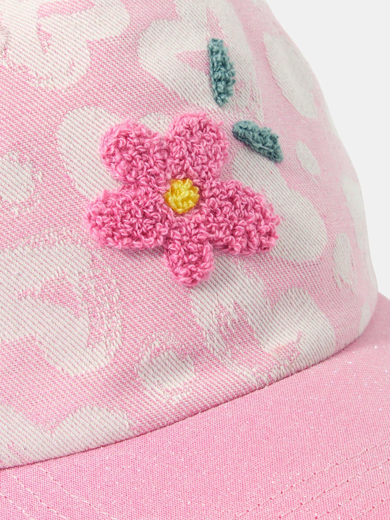 Image 3 of 3 of Accessorize Girls Flower Badge Cap - Pink