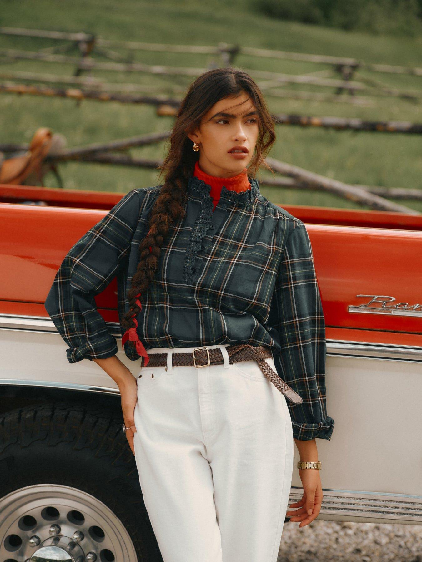 Image 5 of 7 of Joules Melanie Check - Green