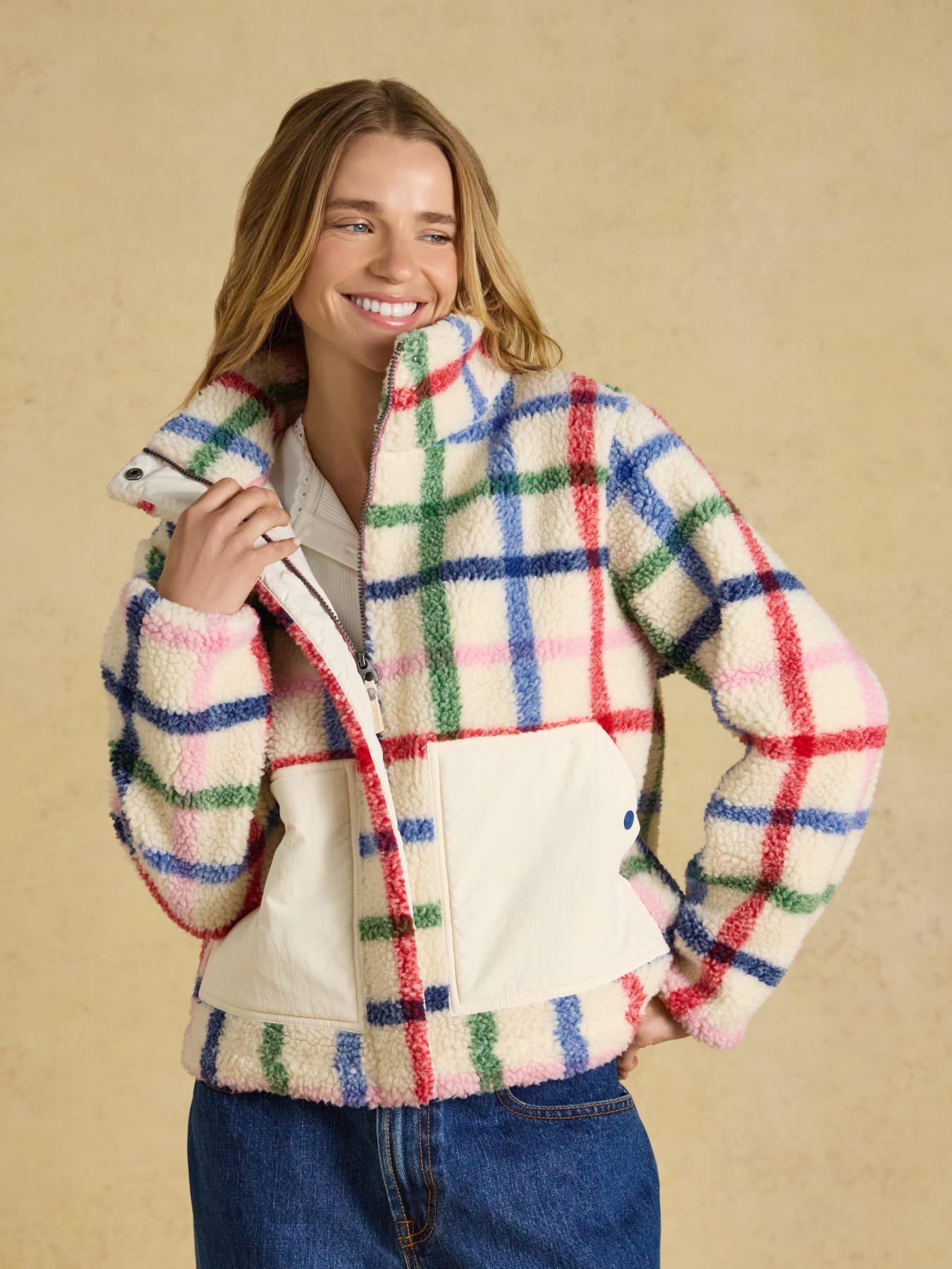 Image 1 of 6 of Joules Womens Lottie Funnel Neck Zip Through Jacket - Cream