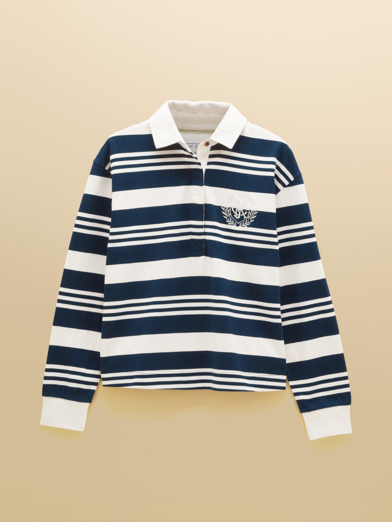 Image 7 of 7 of Joules Womens Rugby Collar Relaxed Stripe T-Shirt - Navy/White-Stripe