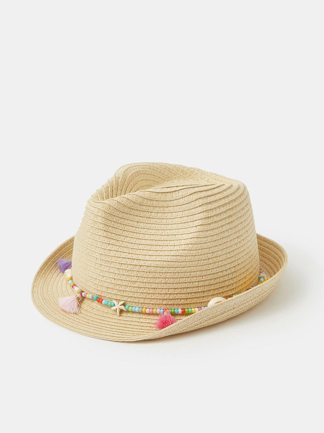 Accessorize Girls Beaded Tassel Trim Trilby - Beige