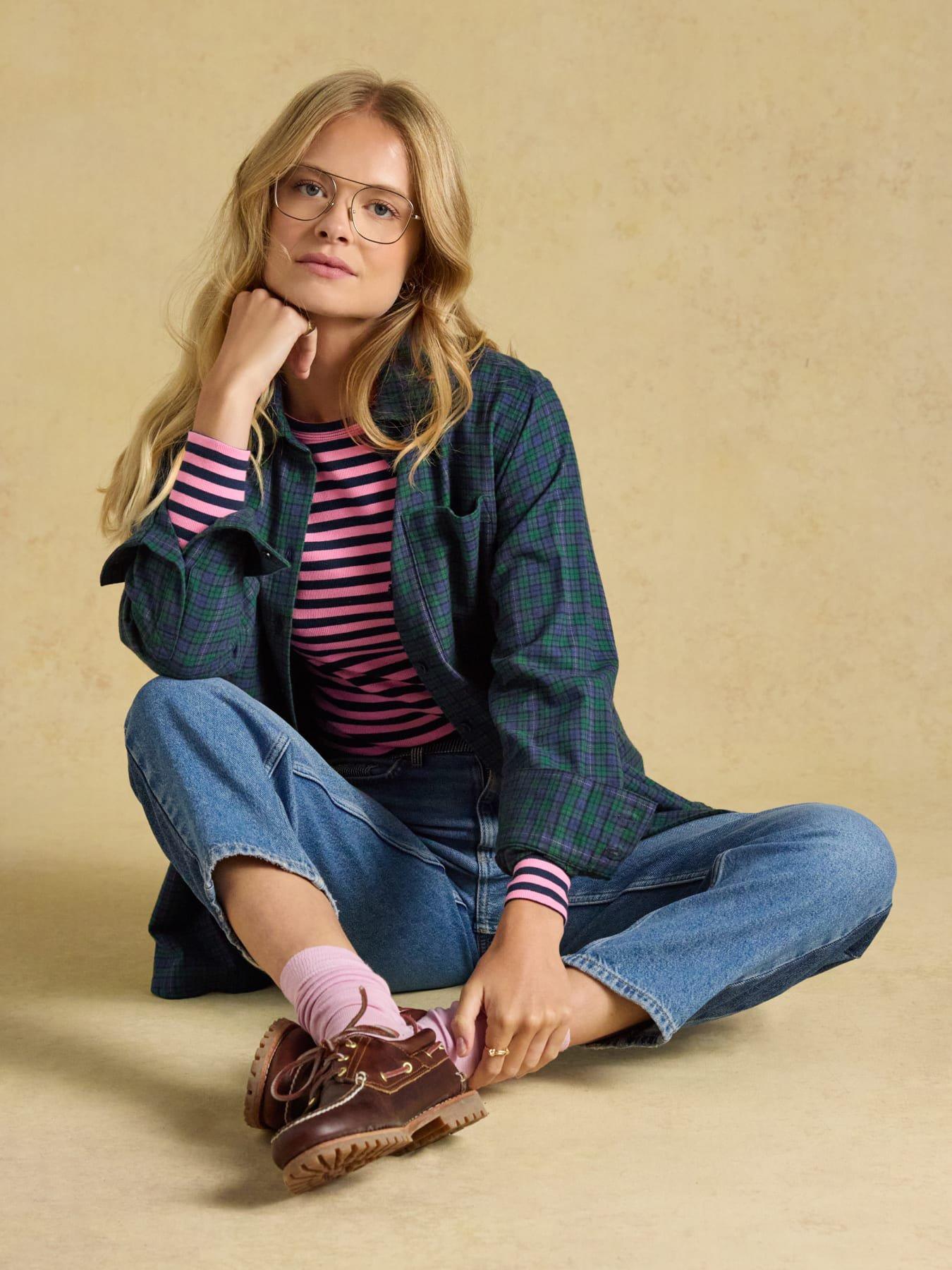 Image 5 of 6 of Joules Boyfriend Brushed - Navy Check