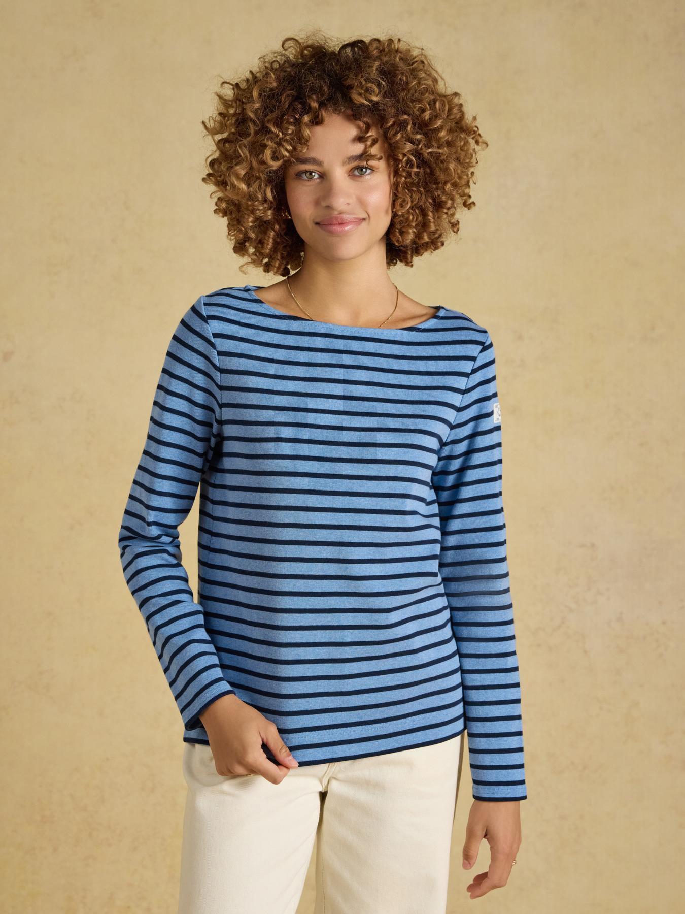 Image 1 of 7 of Joules Women's Harbour Boat Neck Breton Top - Blue/White