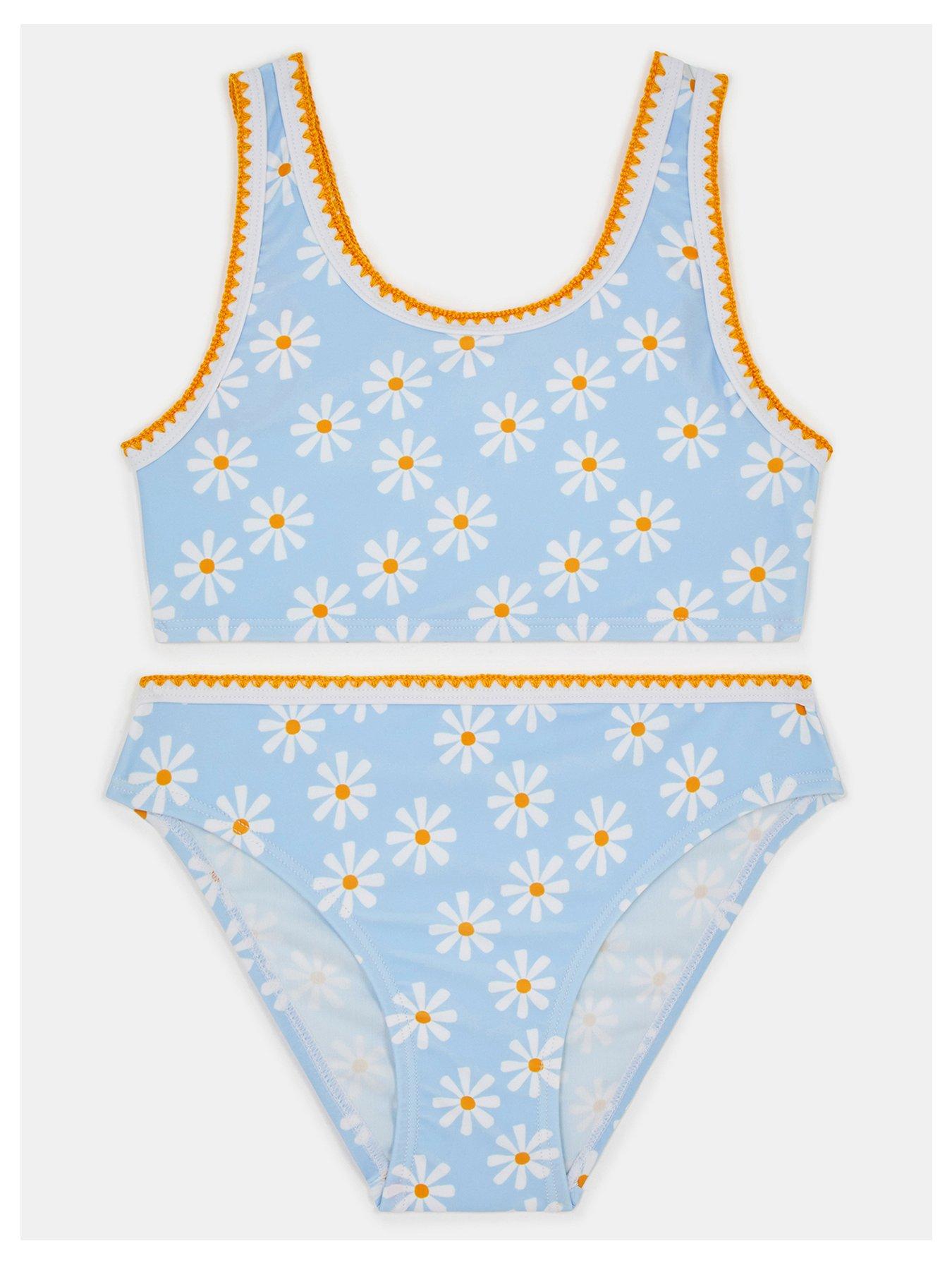 Accessorize Girls Daisy Print Tankini - Blue
