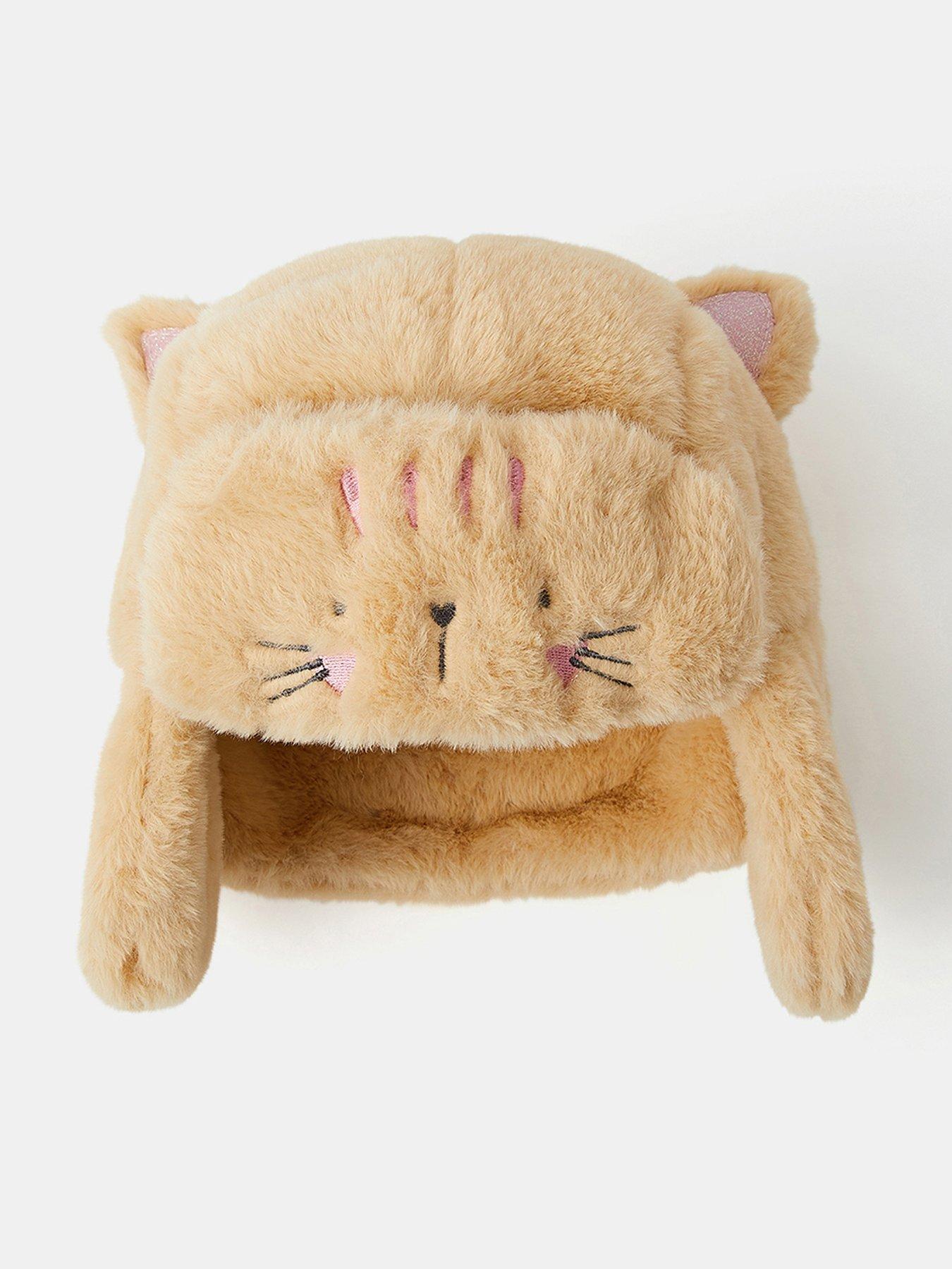 Image 1 of 3 of Accessorize Girls Fluffy Cat Ear Trapper Hat - Beige