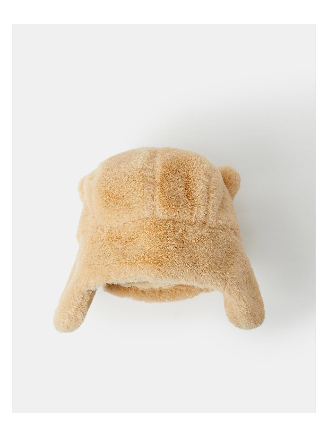 Image 2 of 3 of Accessorize Girls Fluffy Cat Ear Trapper Hat - Beige