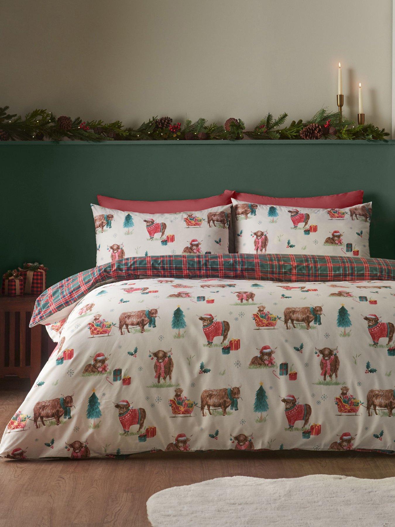Catherine Lansfield Christmas Highland Cow Duvet Cover Set