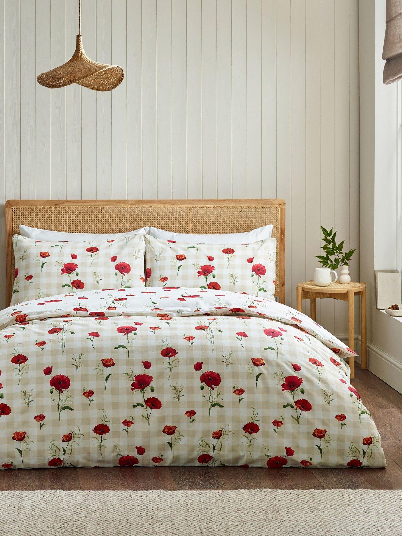 Catherine Lansfield Poppy Check Duvet Cover Set