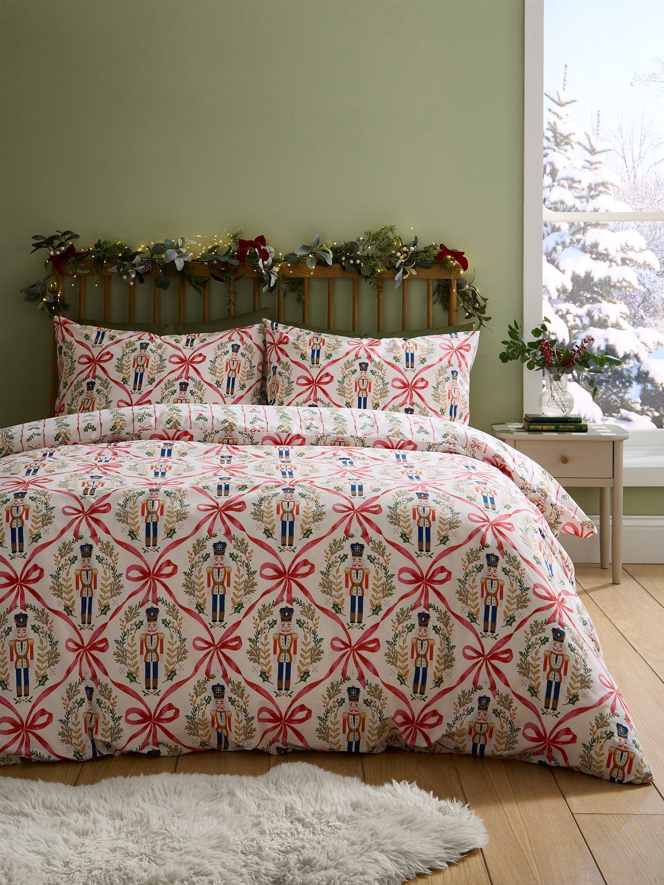 Catherine Lansfield Christmas Nutcracker Bows Duvet Cover Set