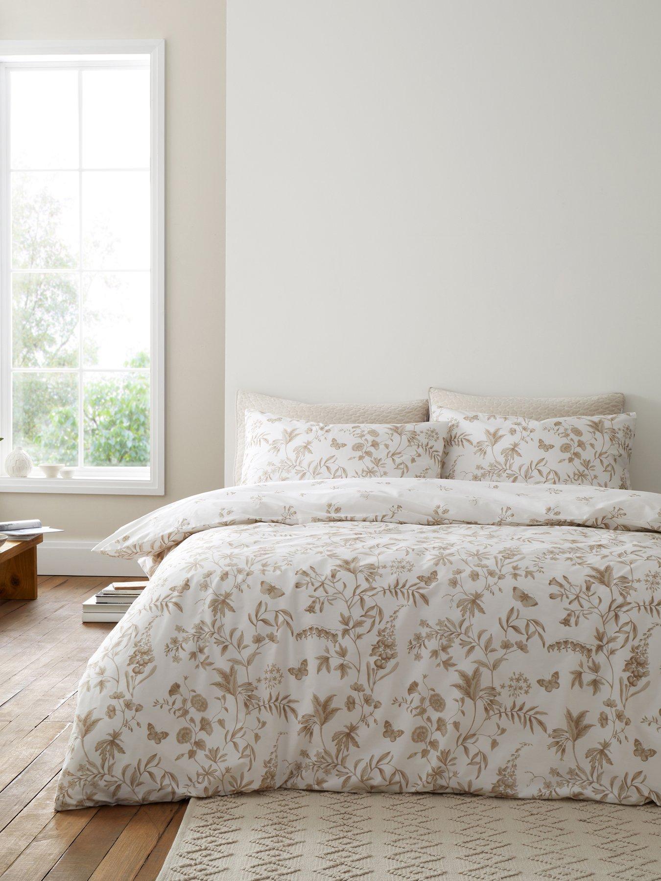 Bianca Thea Floral Super King Duvet Set Natural