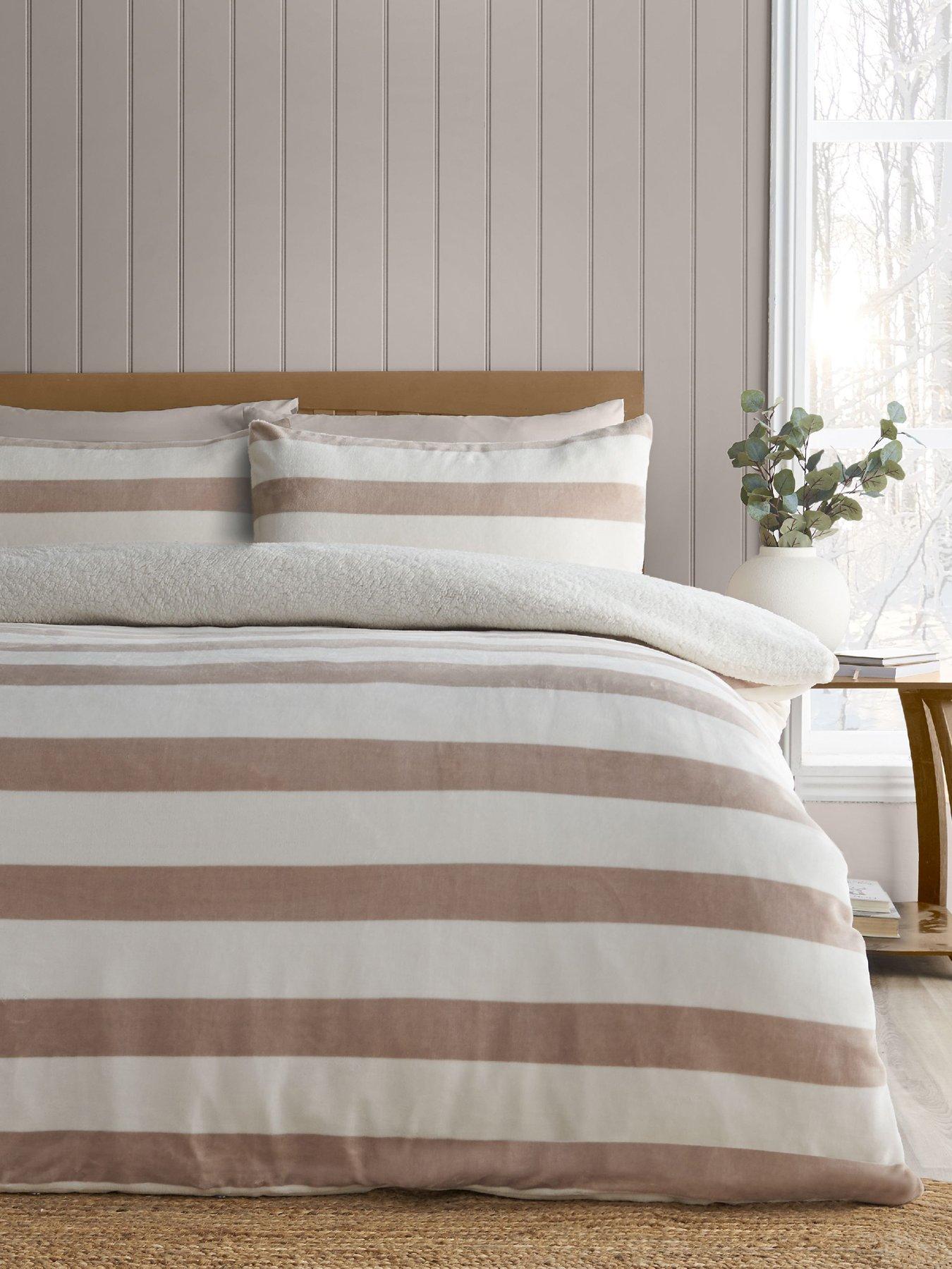 Catherine Lansfield Soft and Cosy Sherpa Stripe Duvet Cover Set