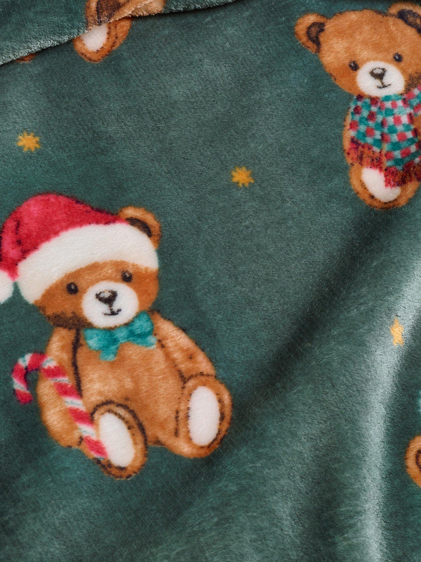 Image 3 of 3 of Catherine Lansfield Christmas Tartan Teddy Bear Soft Fleece Throw