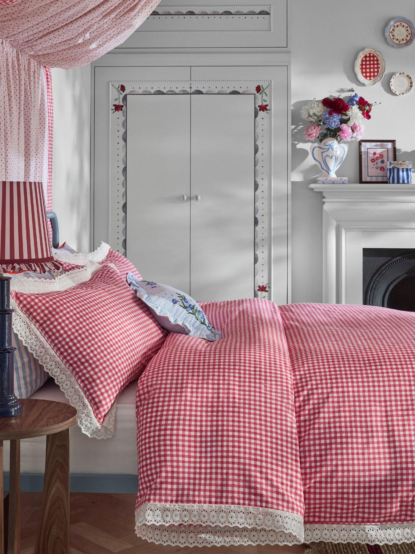 Image 3 of 4 of Cath Kidston Painted Gingham Lace 100% Cotton Duvet Cover Set