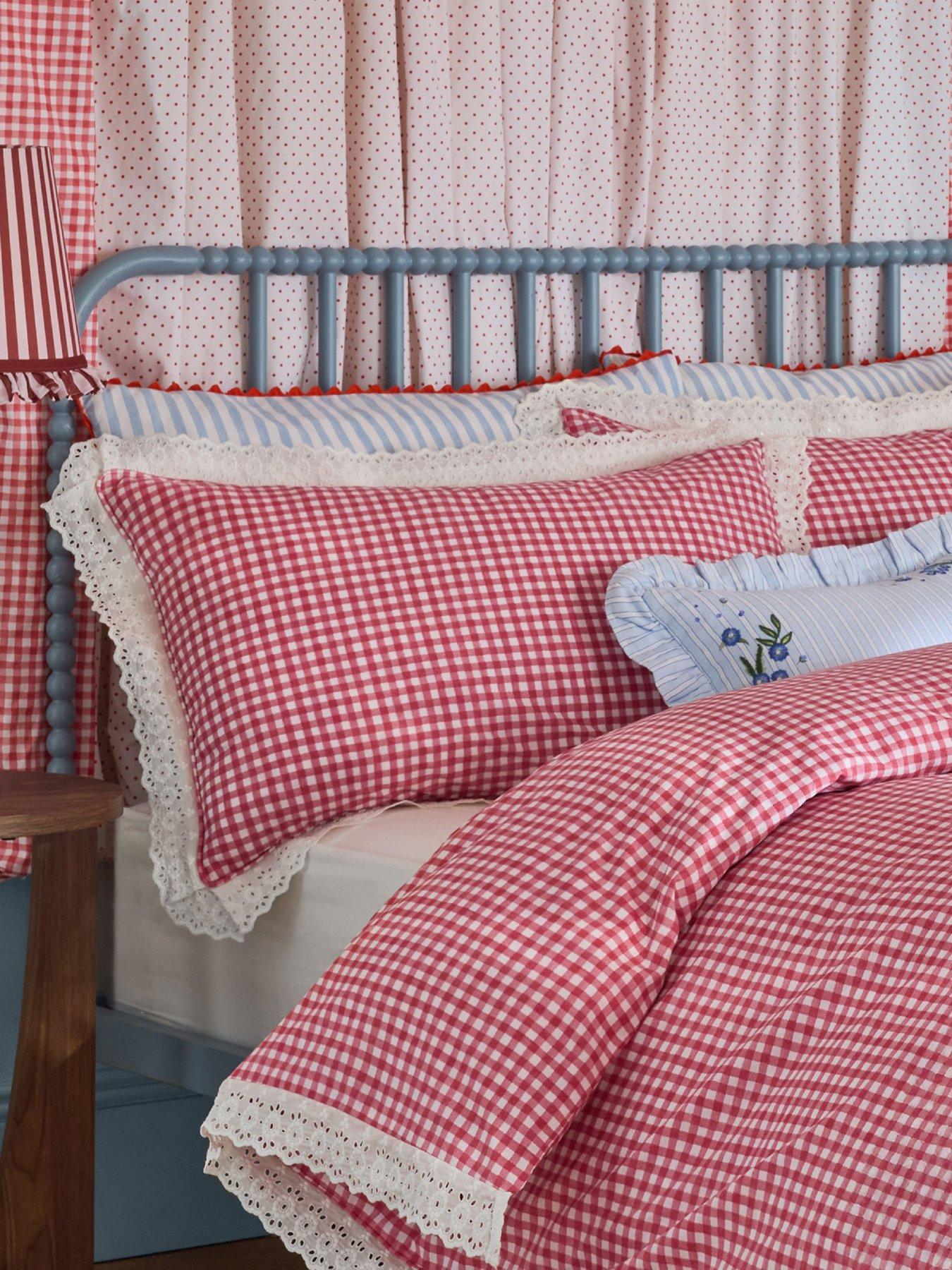 Image 4 of 4 of Cath Kidston Painted Gingham Lace 100% Cotton Duvet Cover Set