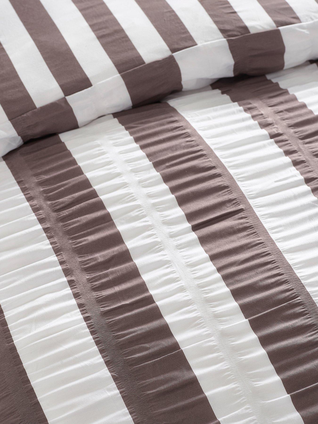Image 4 of 4 of Catherine Lansfield Seersucker Frill Stripe Duvet Cover Set