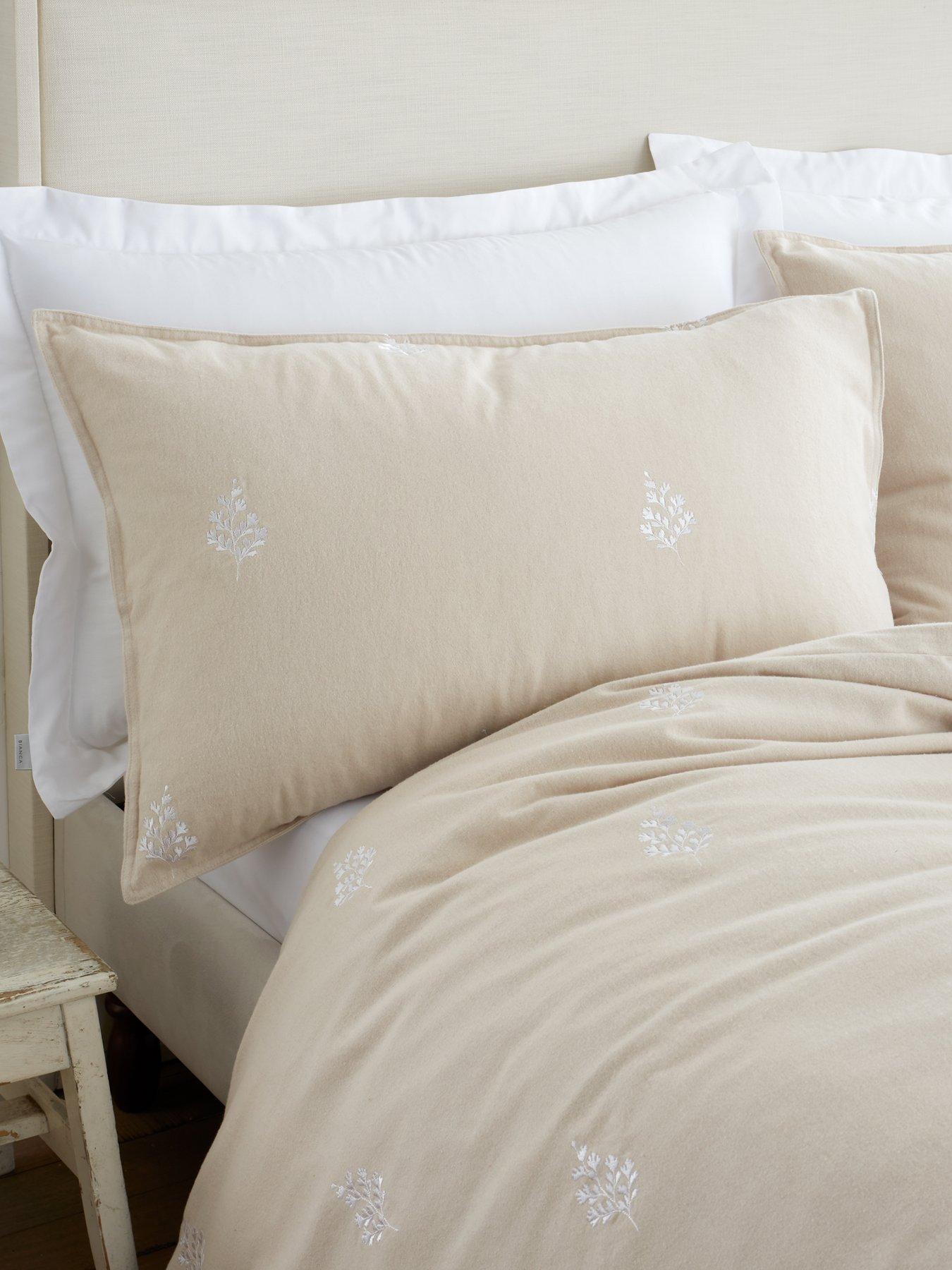 Bianca Brushed 100% Cotton Embroidery Leaf Duvet Cover Set