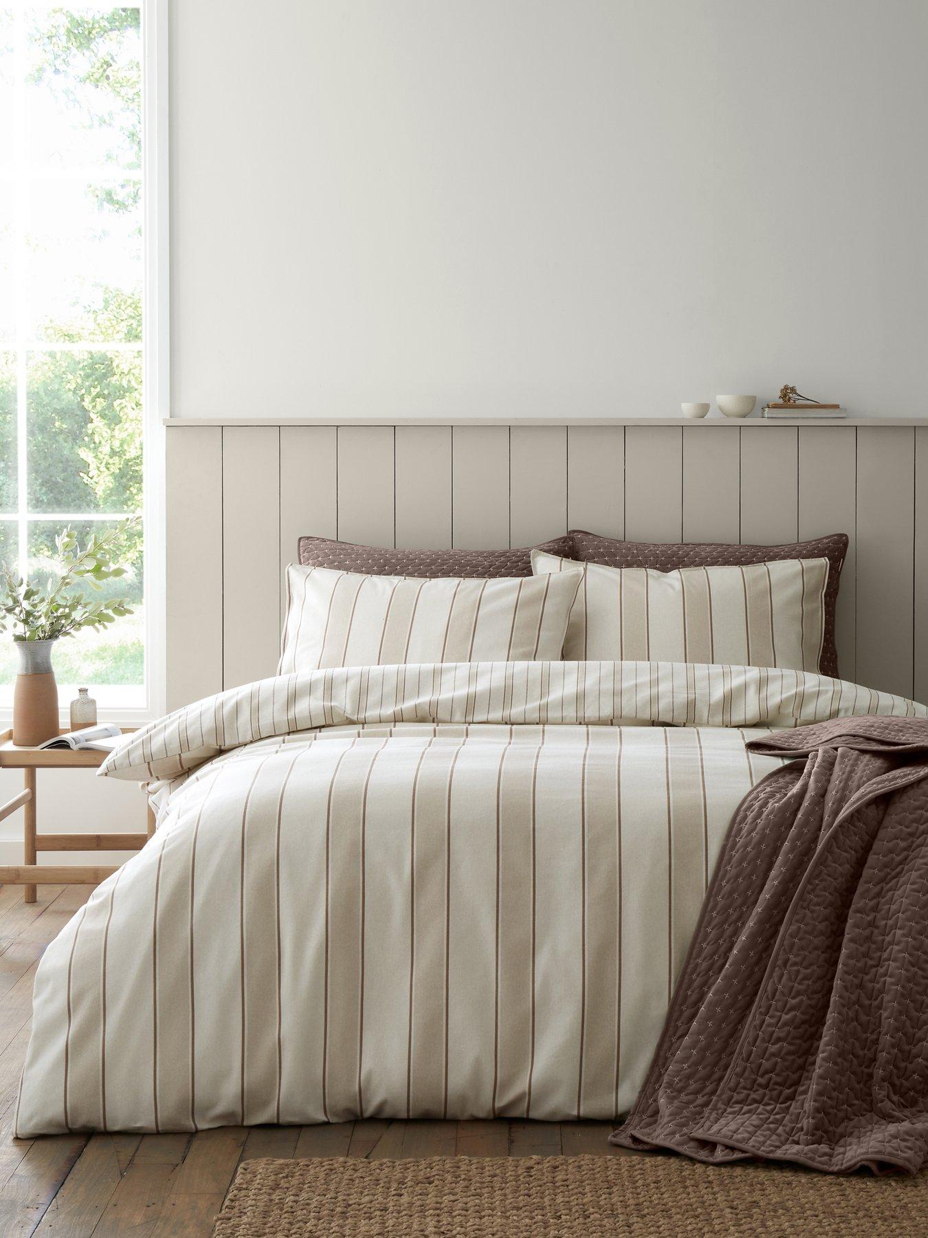 Bianca Brushed Regal Stripe King Duvet Set Natural