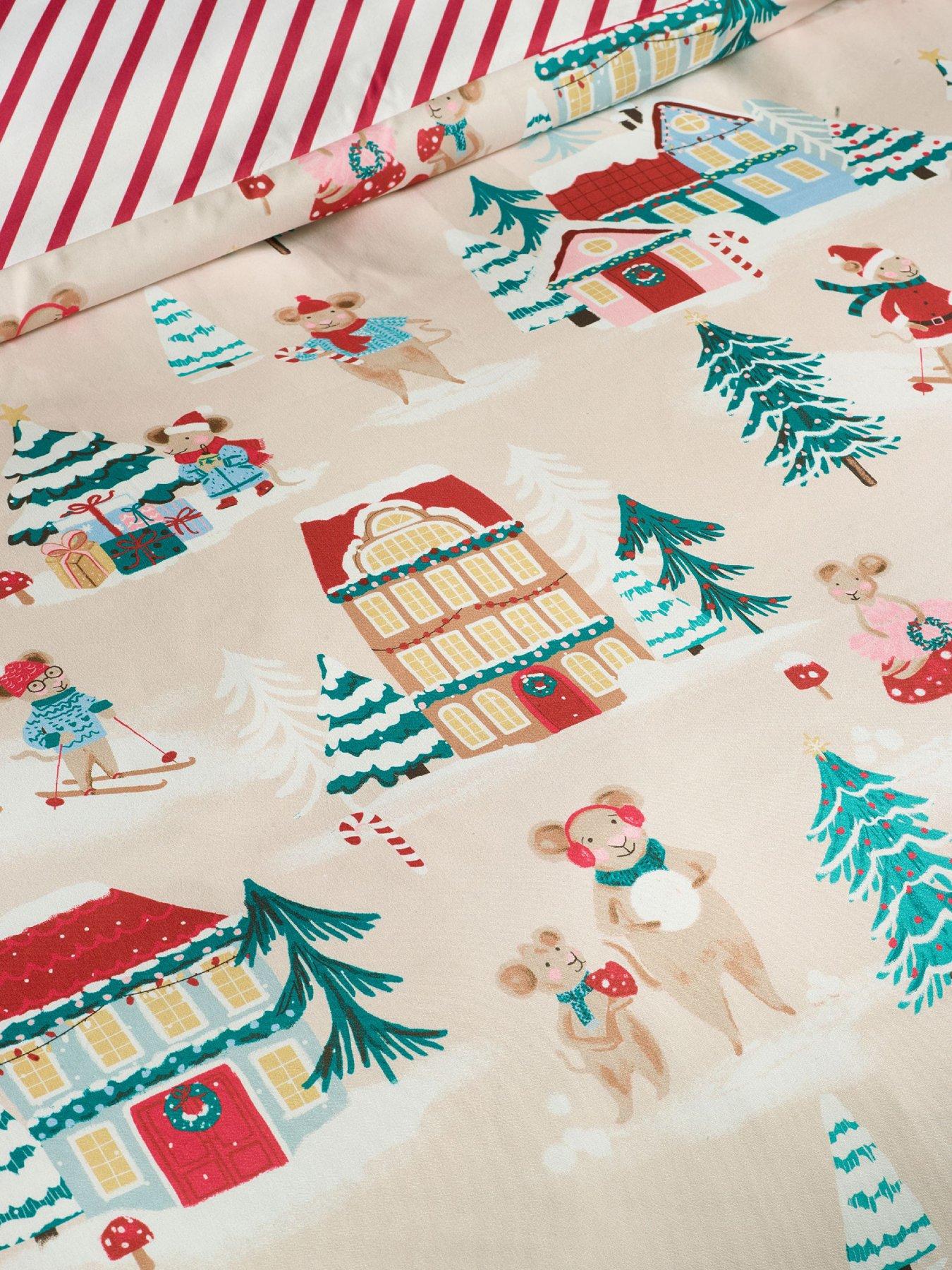 Image 4 of 5 of Catherine Lansfield Christmas Mouse Town Duvet Cover Set