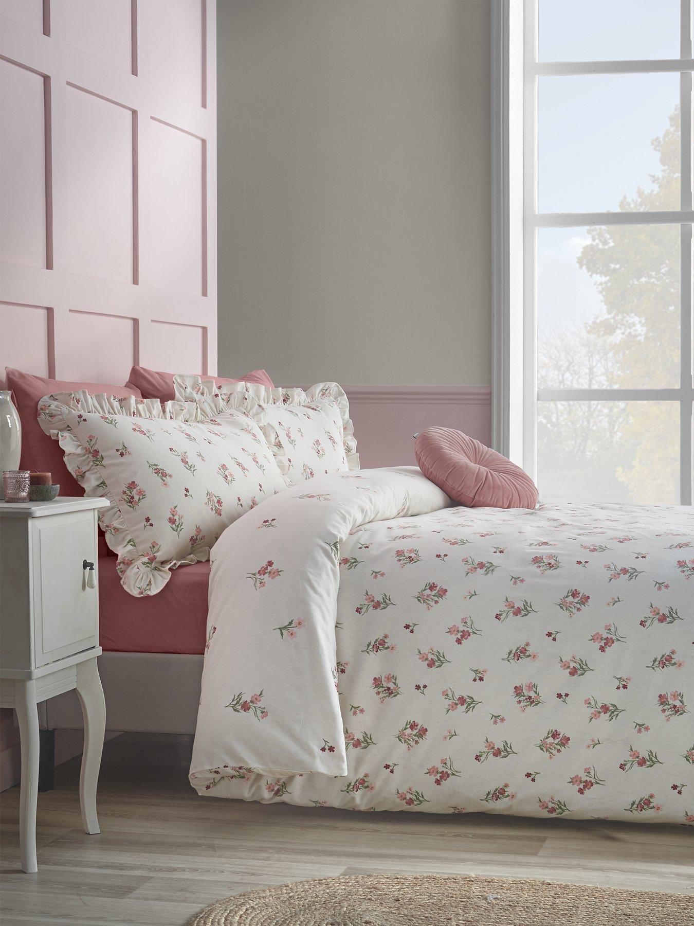 Catherine Lansfield Brushed 100% Cotton Ditsy Floral Frill Duvet Cover Set