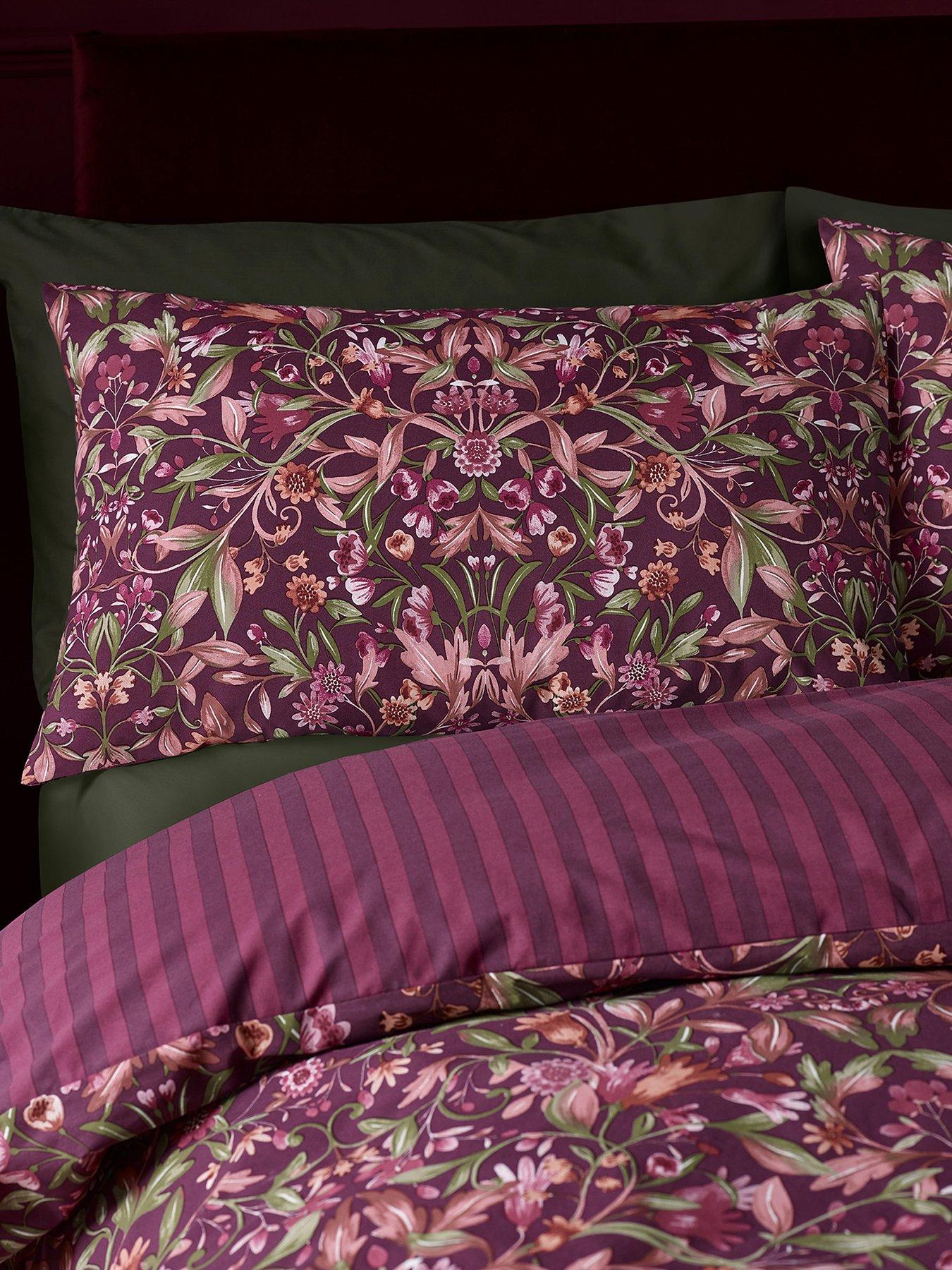 Image 2 of 7 of Catherine Lansfield Richmond Floral Duvet Cover Set Plum