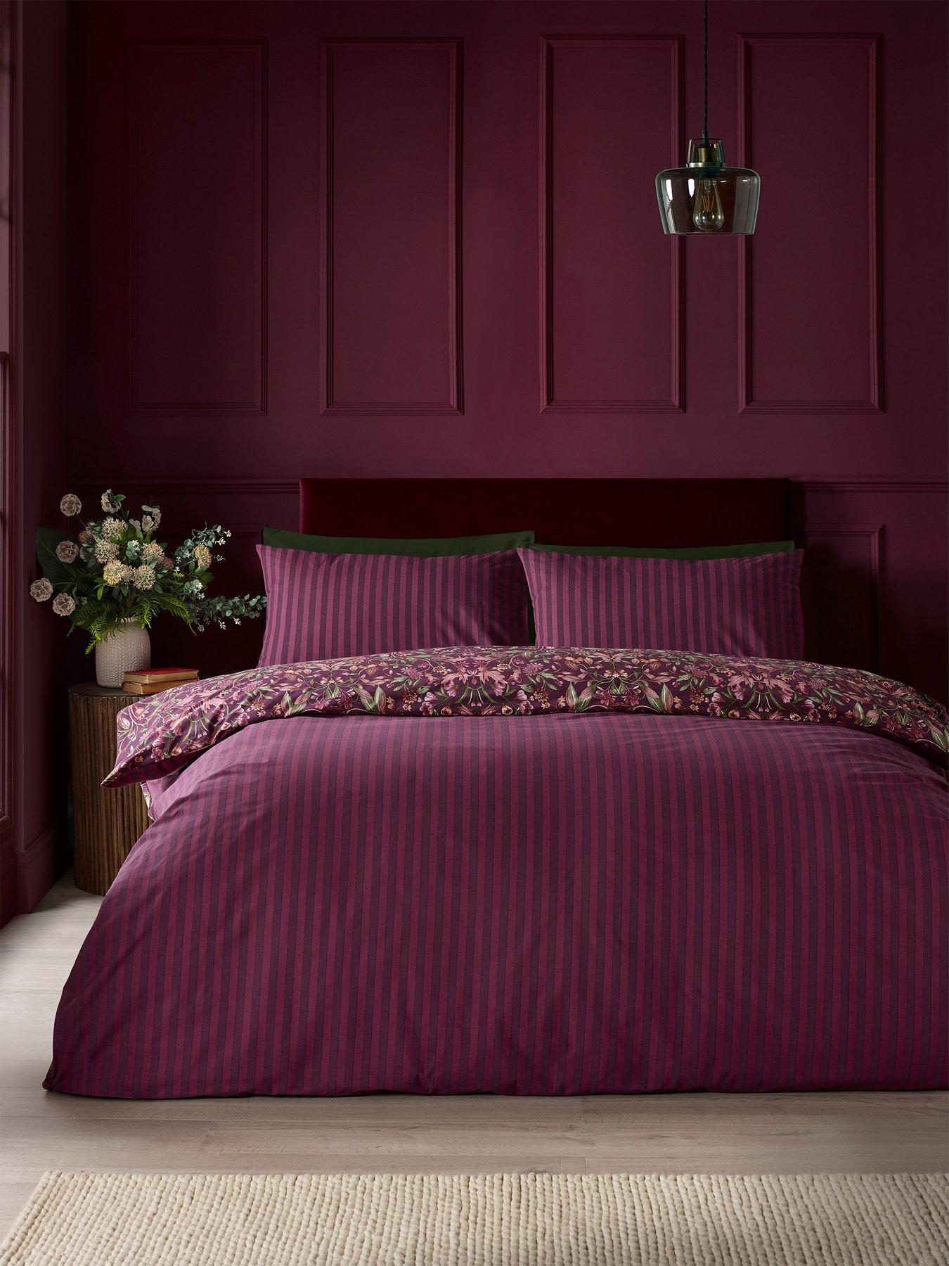 Image 3 of 7 of Catherine Lansfield Richmond Floral Duvet Cover Set Plum