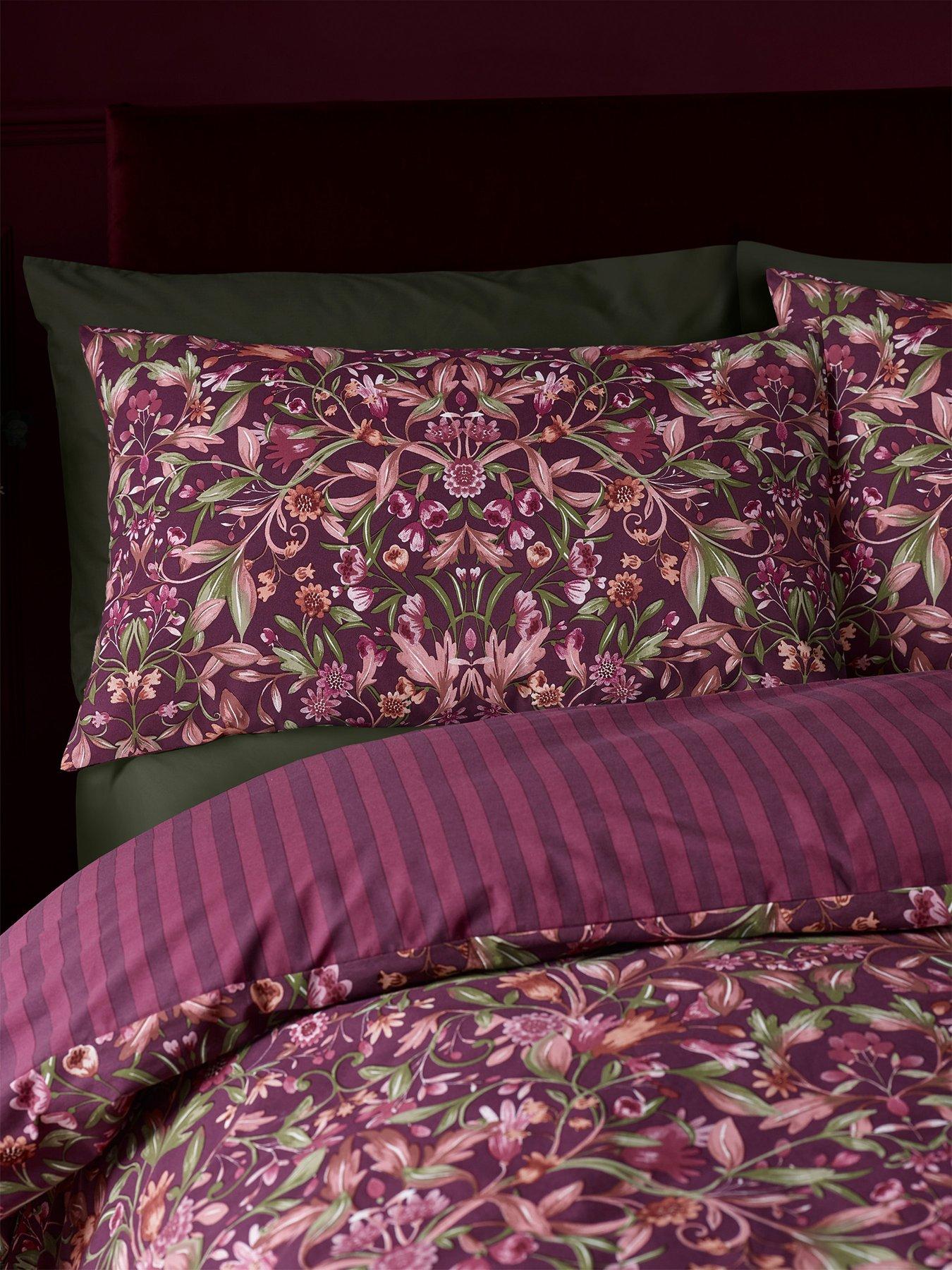 Image 5 of 7 of Catherine Lansfield Richmond Floral Duvet Cover Set Plum