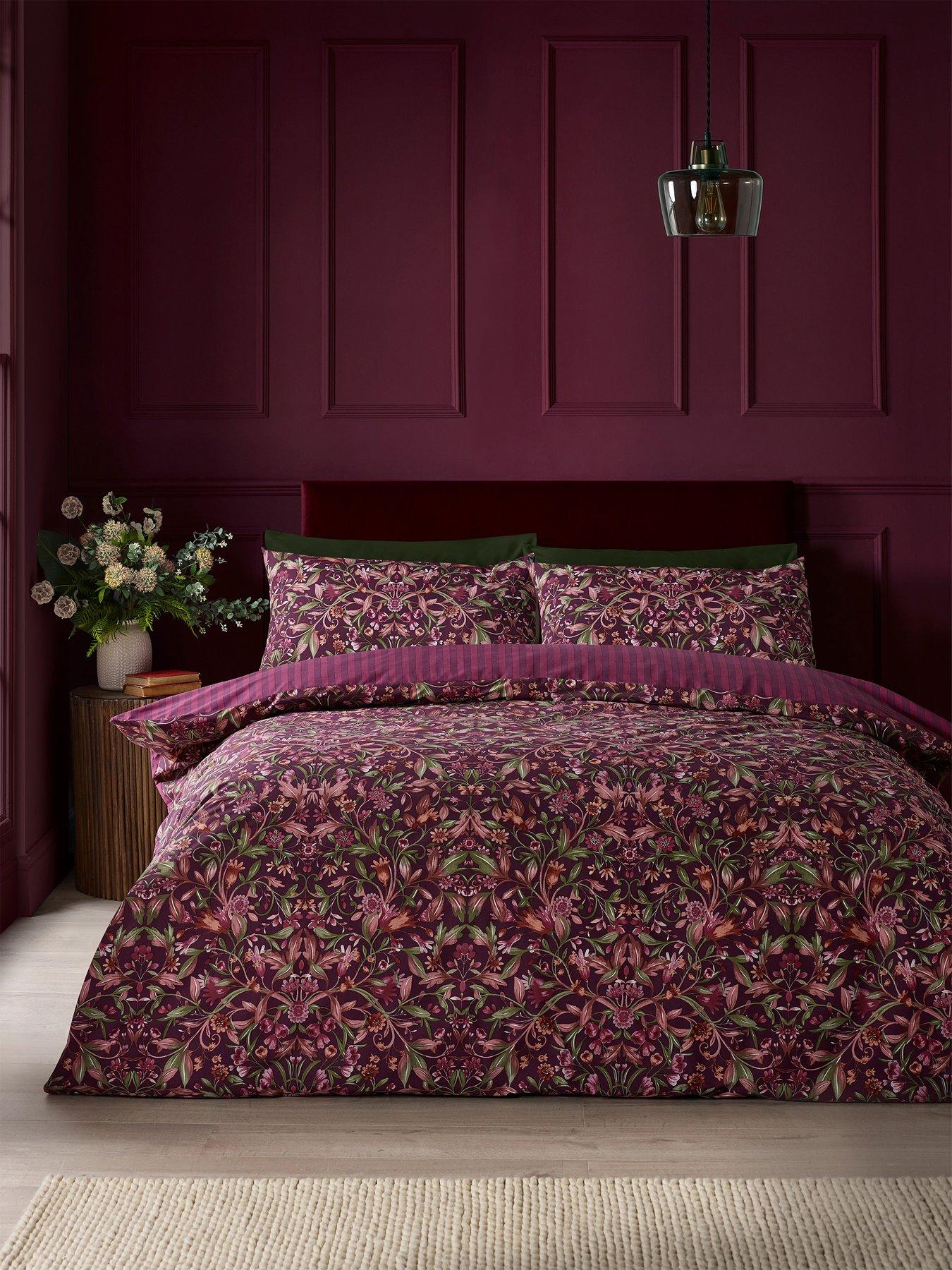 Image 6 of 7 of Catherine Lansfield Richmond Floral Duvet Cover Set Plum