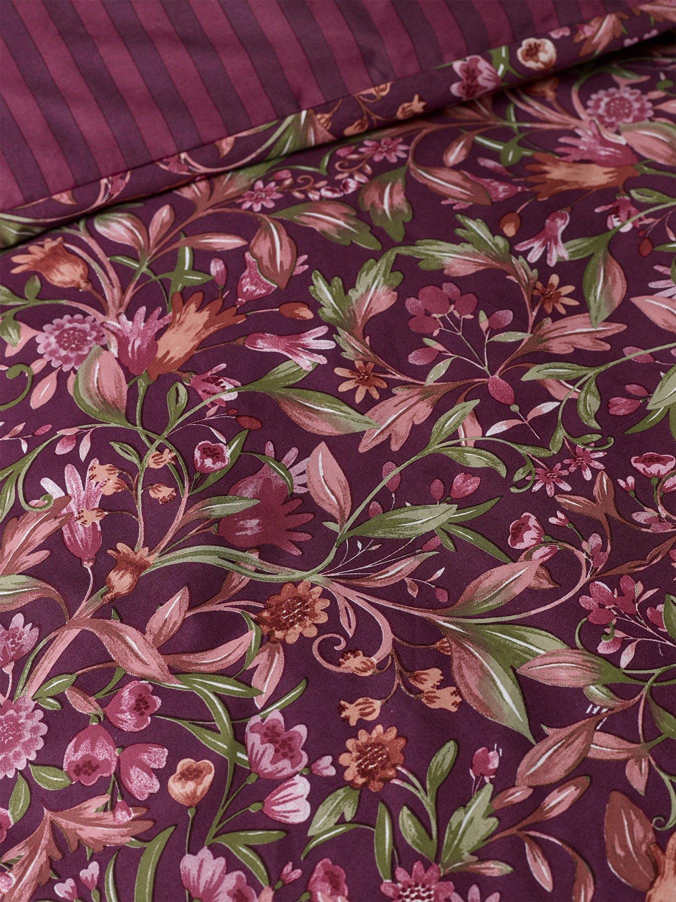 Image 7 of 7 of Catherine Lansfield Richmond Floral Duvet Cover Set Plum