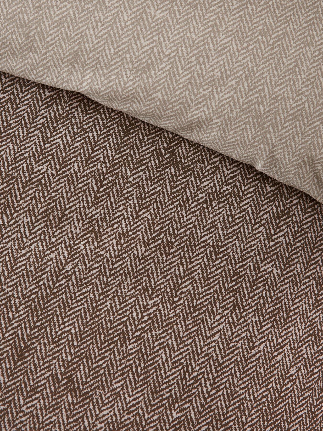 Image 4 of 4 of Catherine Lansfield Brushed 100% Cotton Herringbone Duvet Cover Set