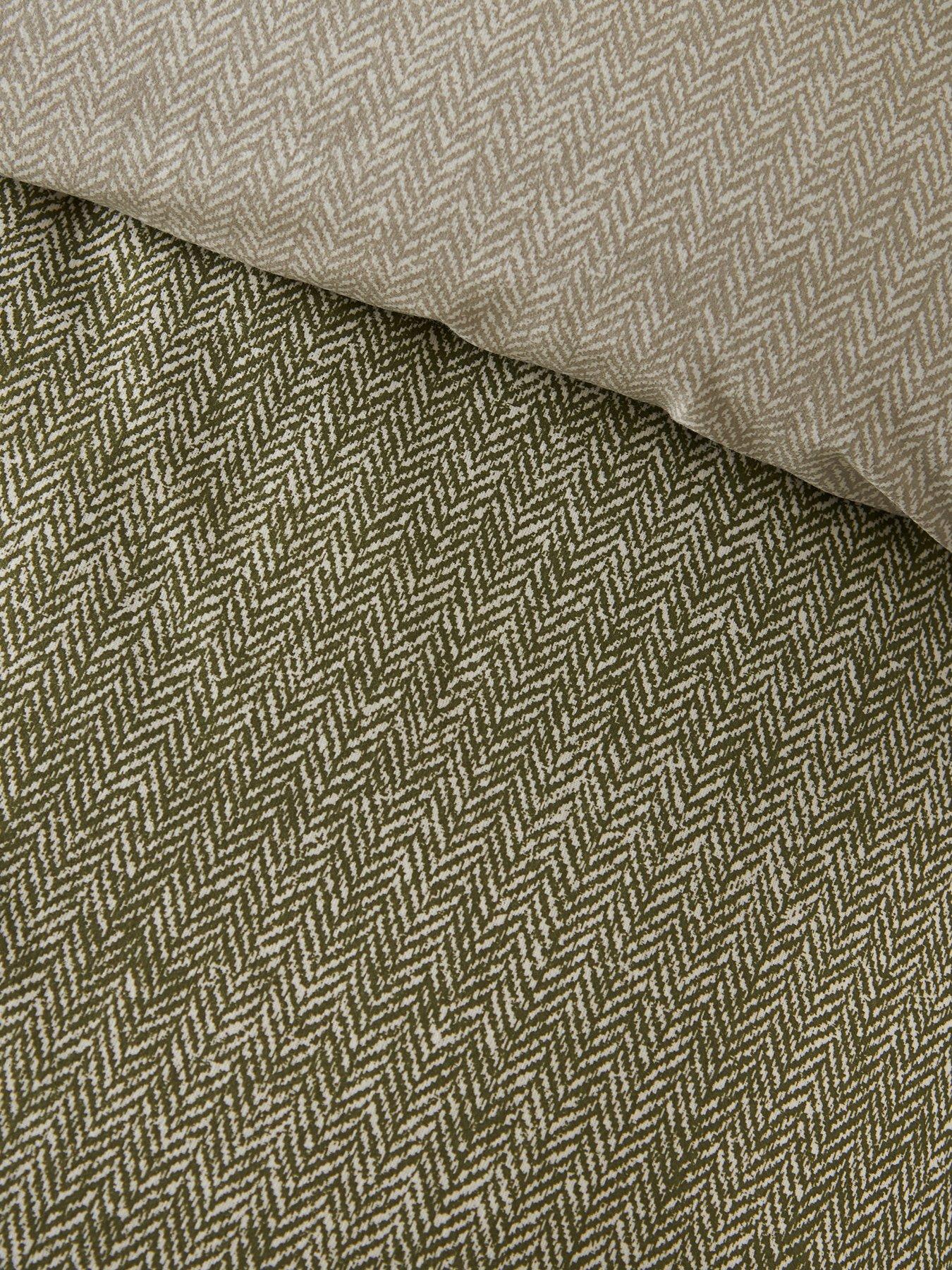 Image 4 of 4 of Catherine Lansfield Brushed 100% Cotton Herringbone Duvet Cover Set