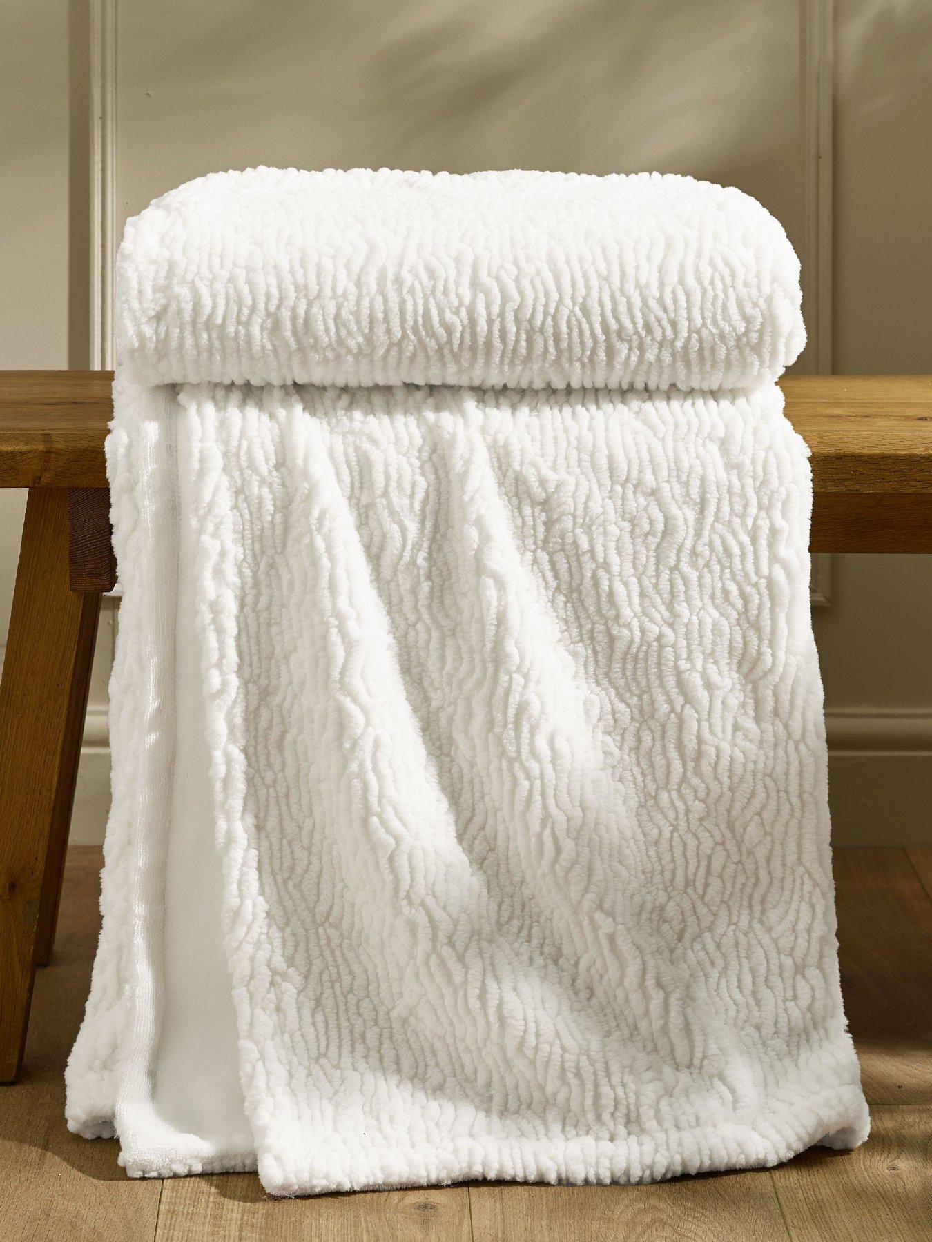 Image 1 of 4 of Catherine Lansfield Textured Wave Soft and Cosy Faux Fur Sherpa Throw