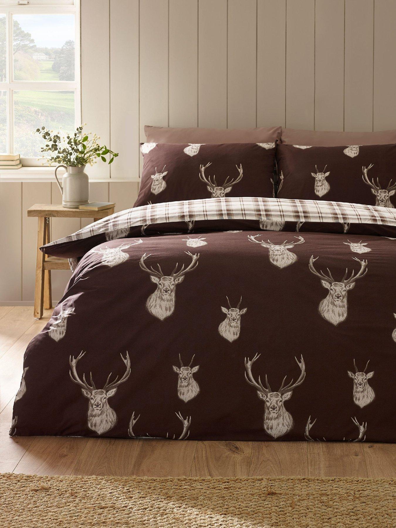 Catherine Lansfield Stag Double Duvet Set Chocolate
