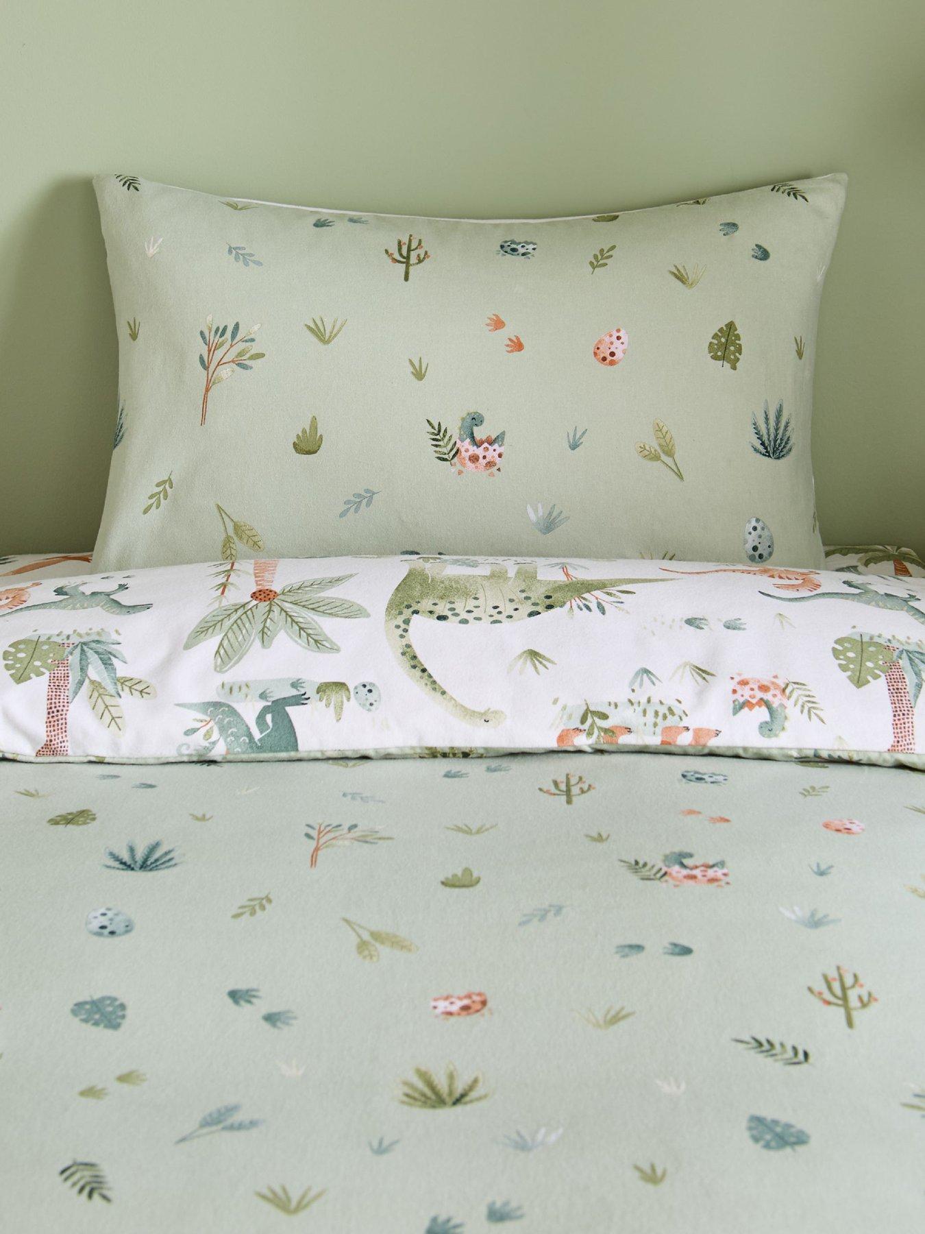 Catherine Lansfield Brushed 100% Cotton Sleepy Saurus Dino Duvet Cover Set