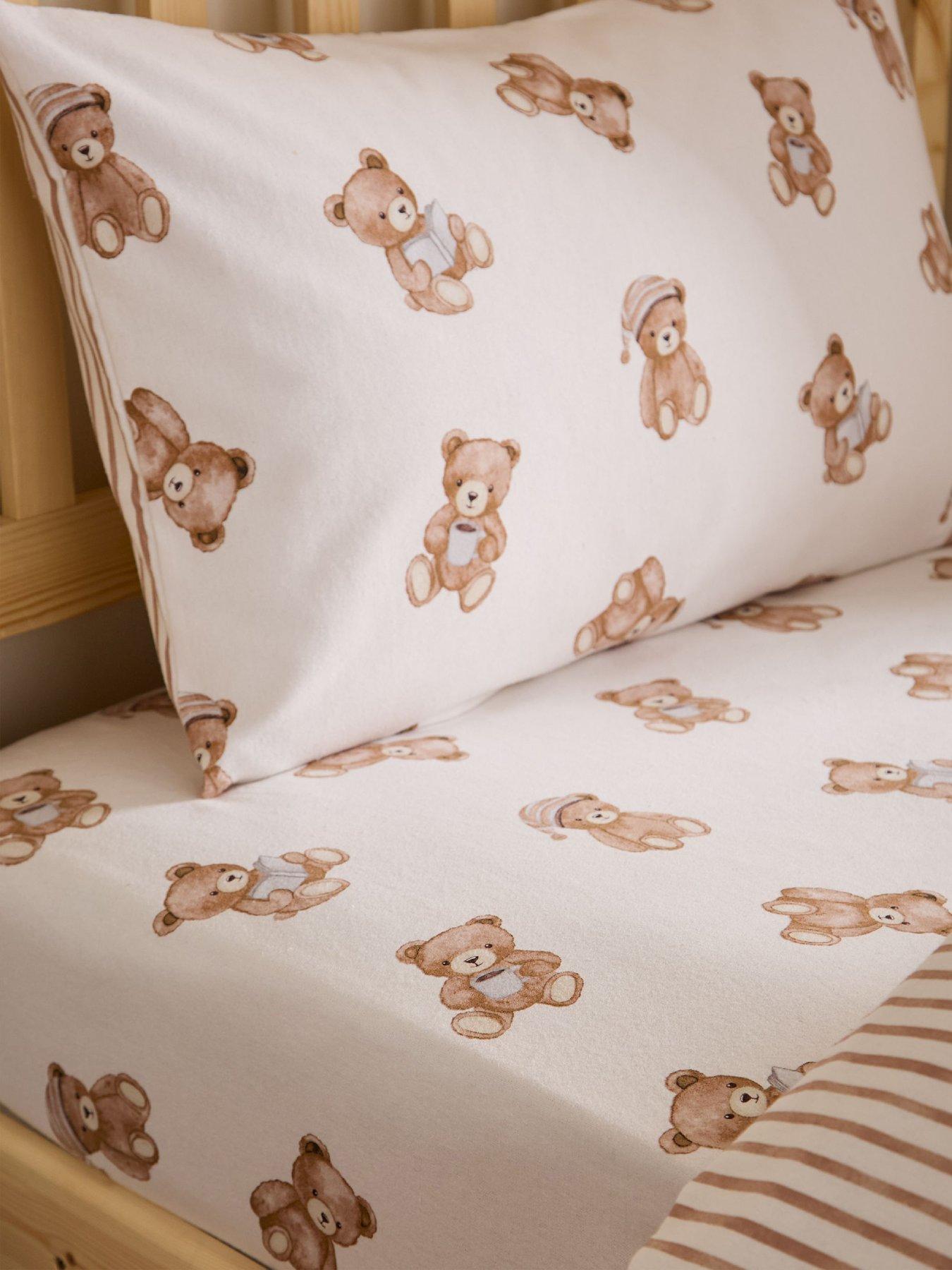 Catherine Lansfield Brushed 100% Cotton Teddy Bear Fitted Sheet