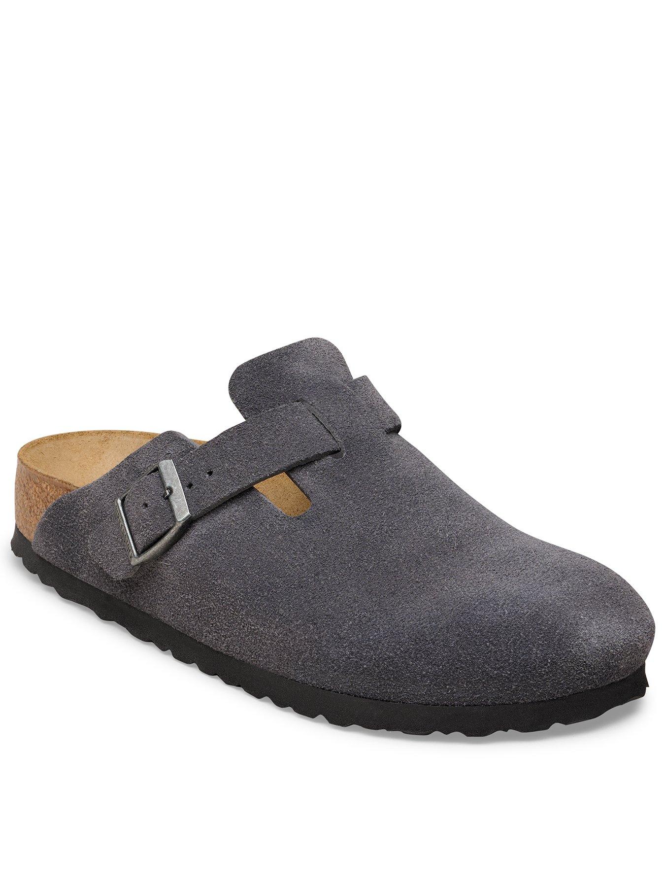 Birkenstock Boston Suede Leather Clog - Charcoal Tonal
