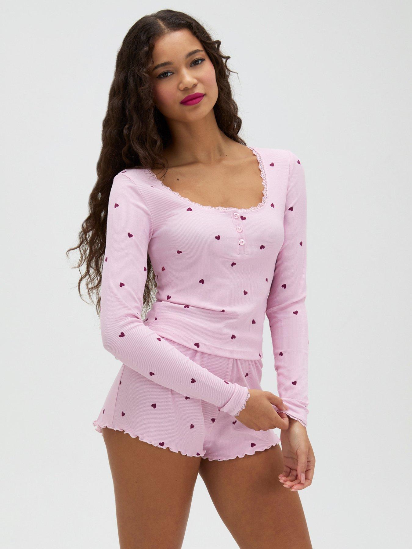 Image 3 of 6 of Boux Avenue Heart Print PJ Set - Pink