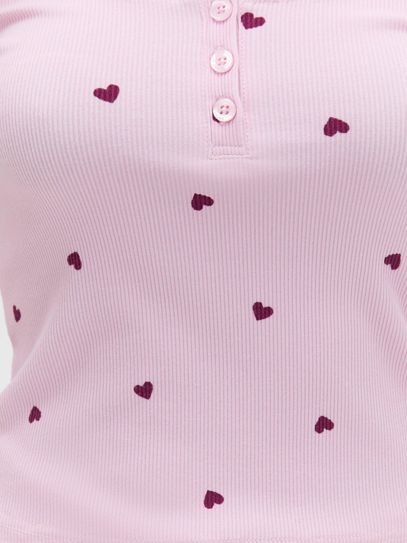 Image 6 of 6 of Boux Avenue Heart Print PJ Set - Pink