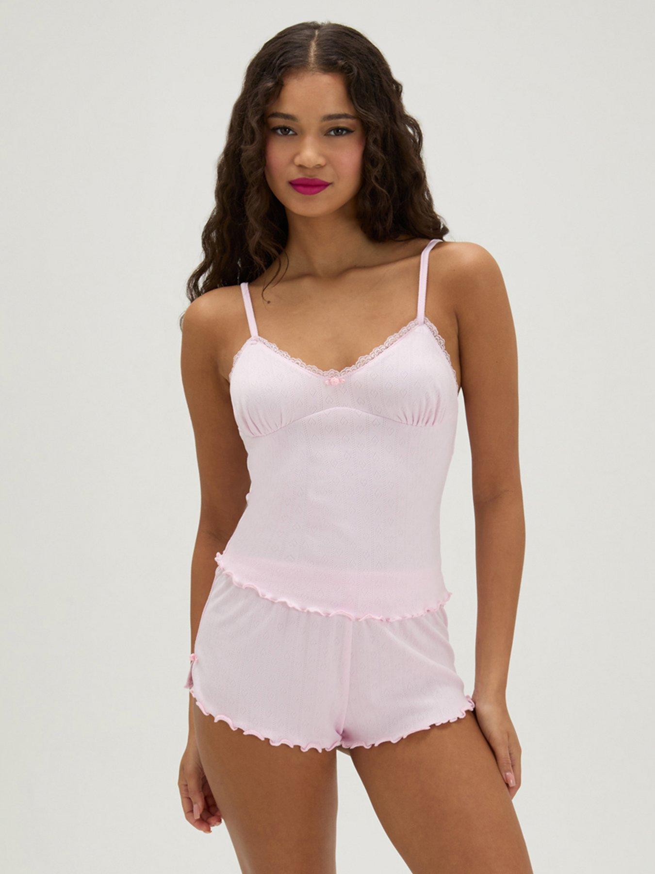 Boux Avenue Pointelle Rosebud Cami PJ Set - Pink
