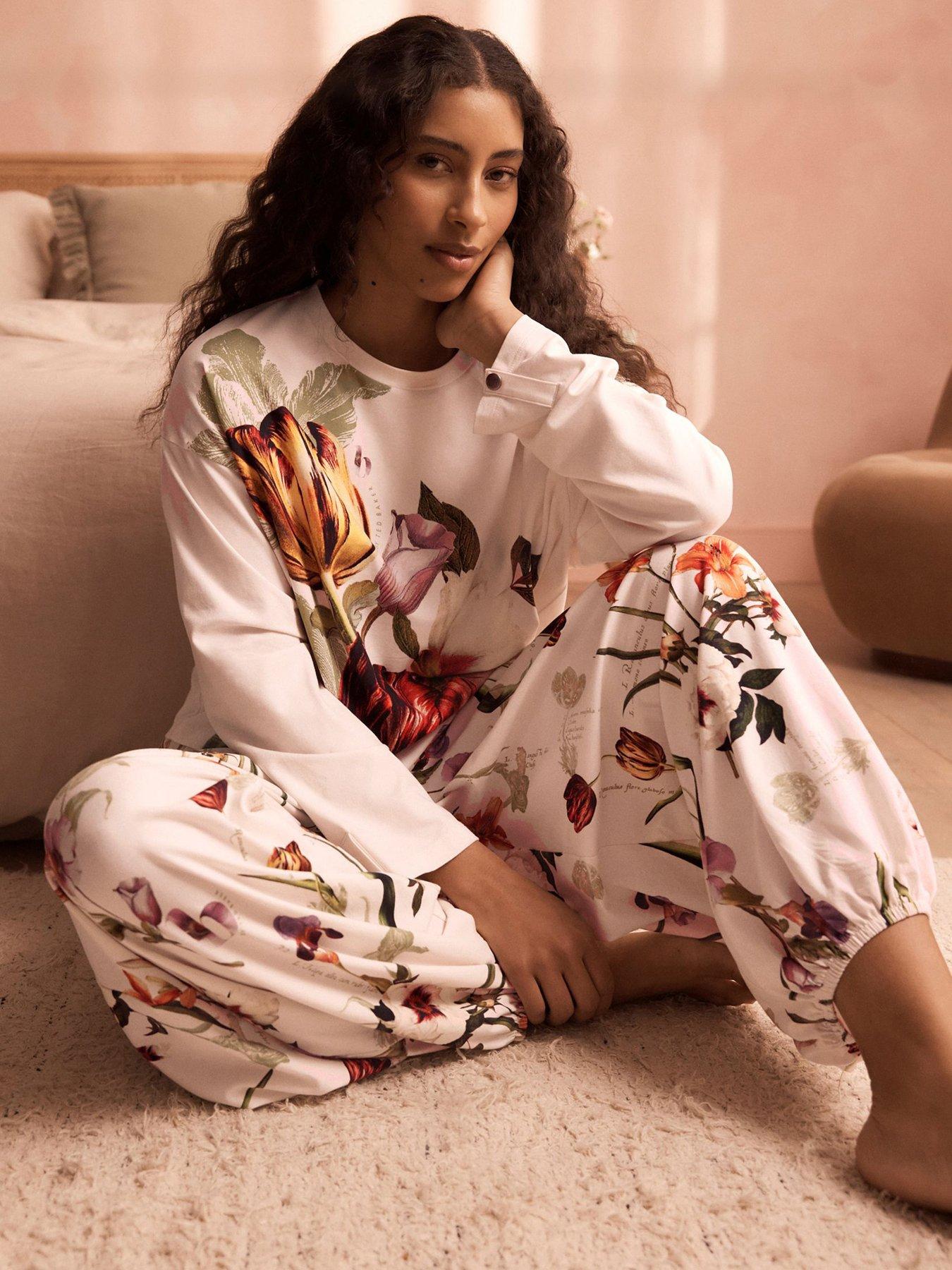 Image 3 of 5 of B By Ted Baker Floral Print Long Sleeve Pyjama Set - Cream