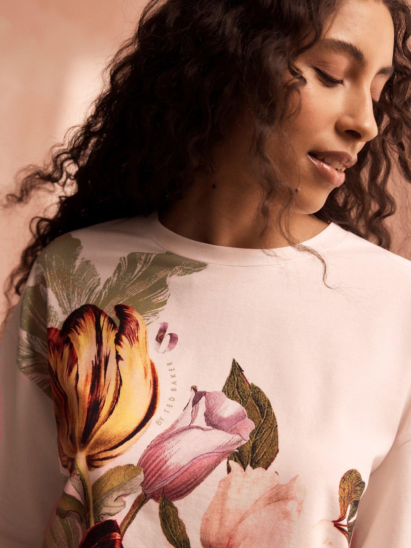 Image 4 of 5 of B By Ted Baker Floral Print Long Sleeve Pyjama Set - Cream