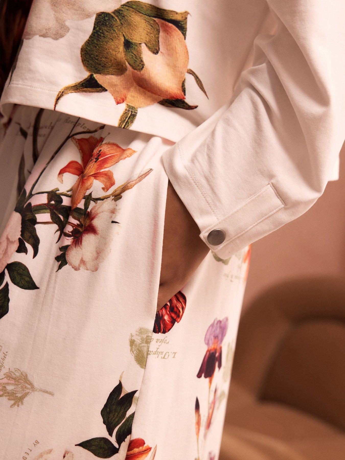 Image 5 of 5 of B By Ted Baker Floral Print Long Sleeve Pyjama Set - Cream