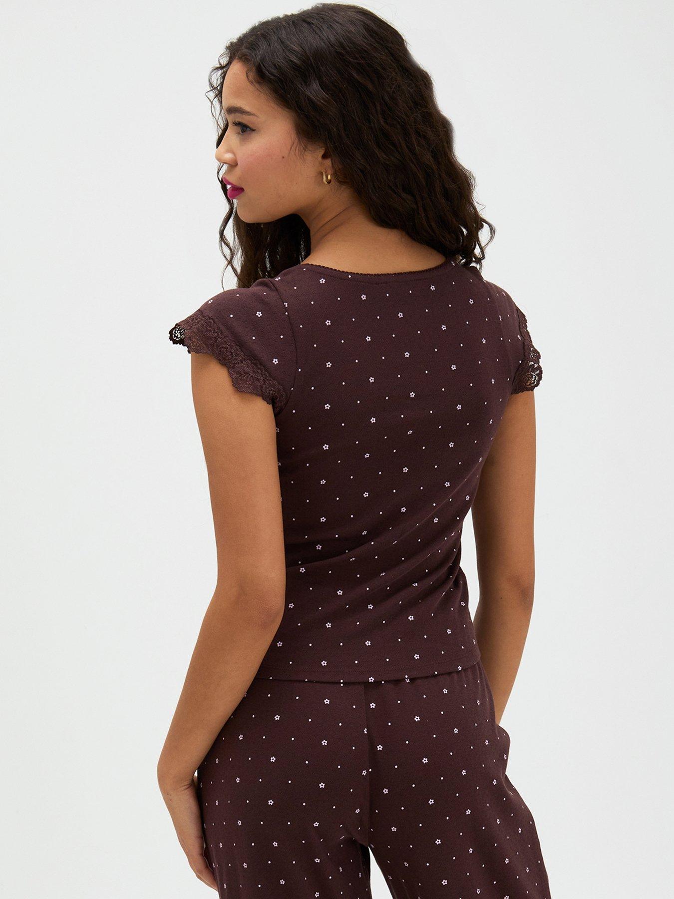 Image 2 of 5 of Boux Avenue Daisy Pointelle Pyjama Set - Brown