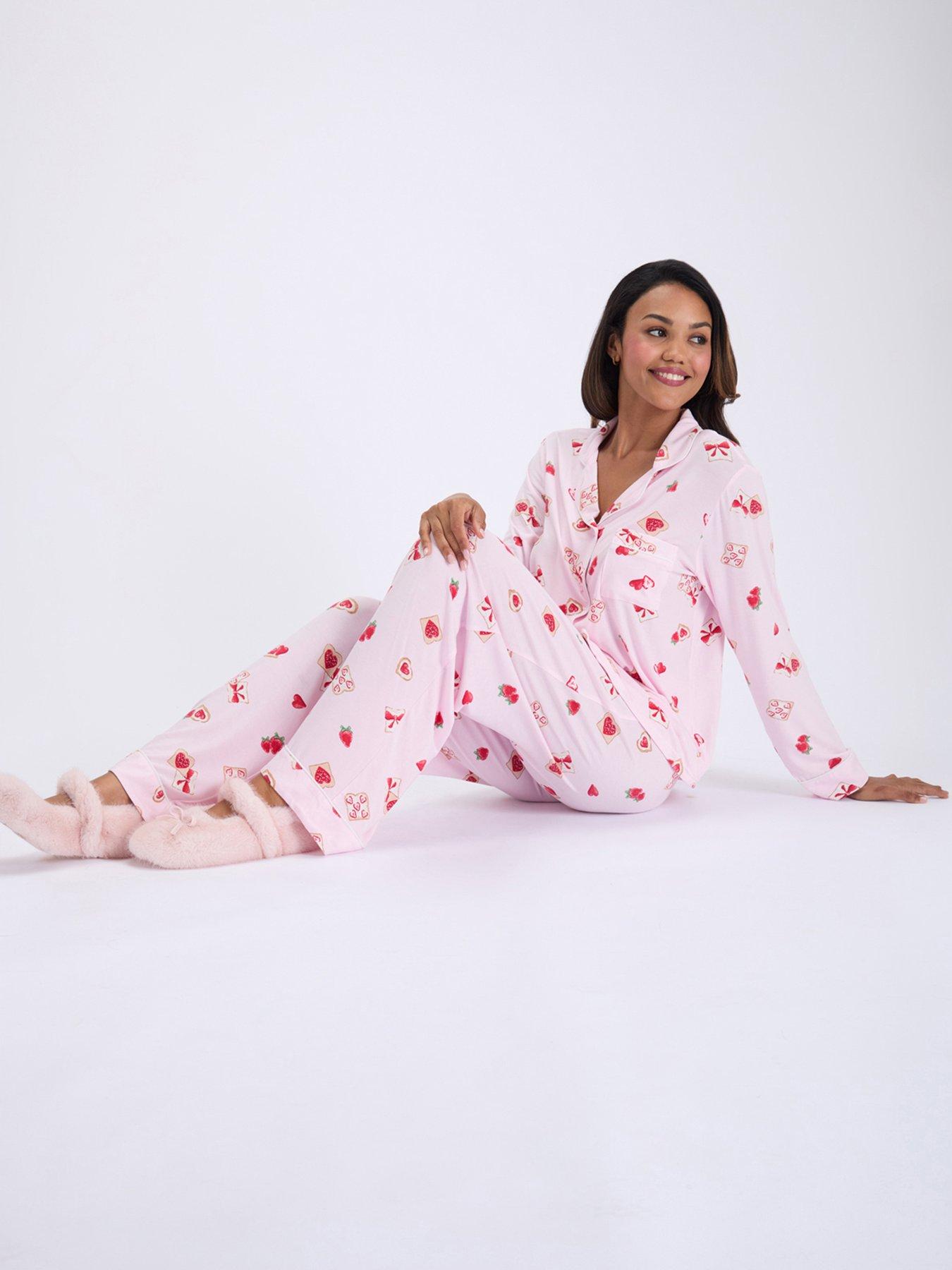 Image 3 of 6 of Boux Avenue Strawberry Toast Modal Pyjama Set - Pink