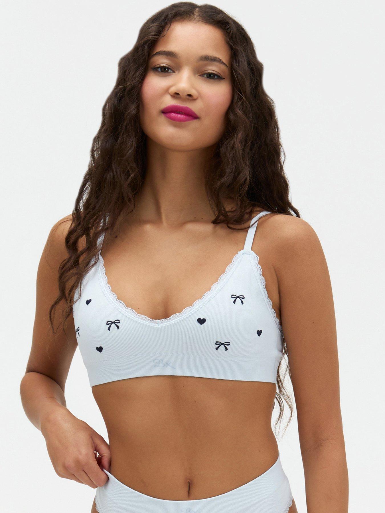 Boux Avenue Bow Embroidered Seamless Bralette - Blue Mix