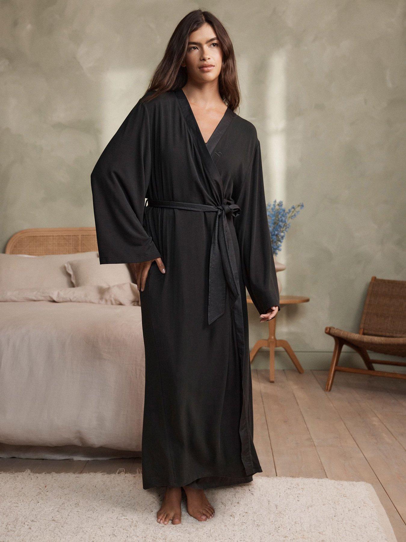 B By Ted Baker Lyocell and Wool Blend Cardigan Black Robe - Black